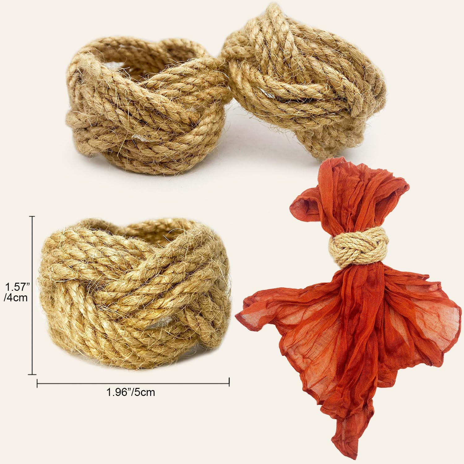 WINGFISH Farmhouse Napkin Rings Set of 12 Narrow Rectangular Napkins Bulk natura