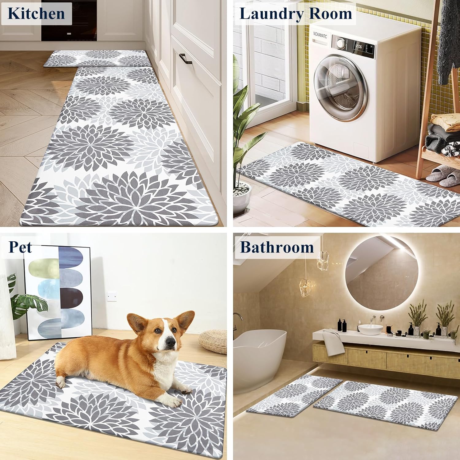 HEBE Anti Fatigue Kitchen Rugs Set for Kitchen and Home