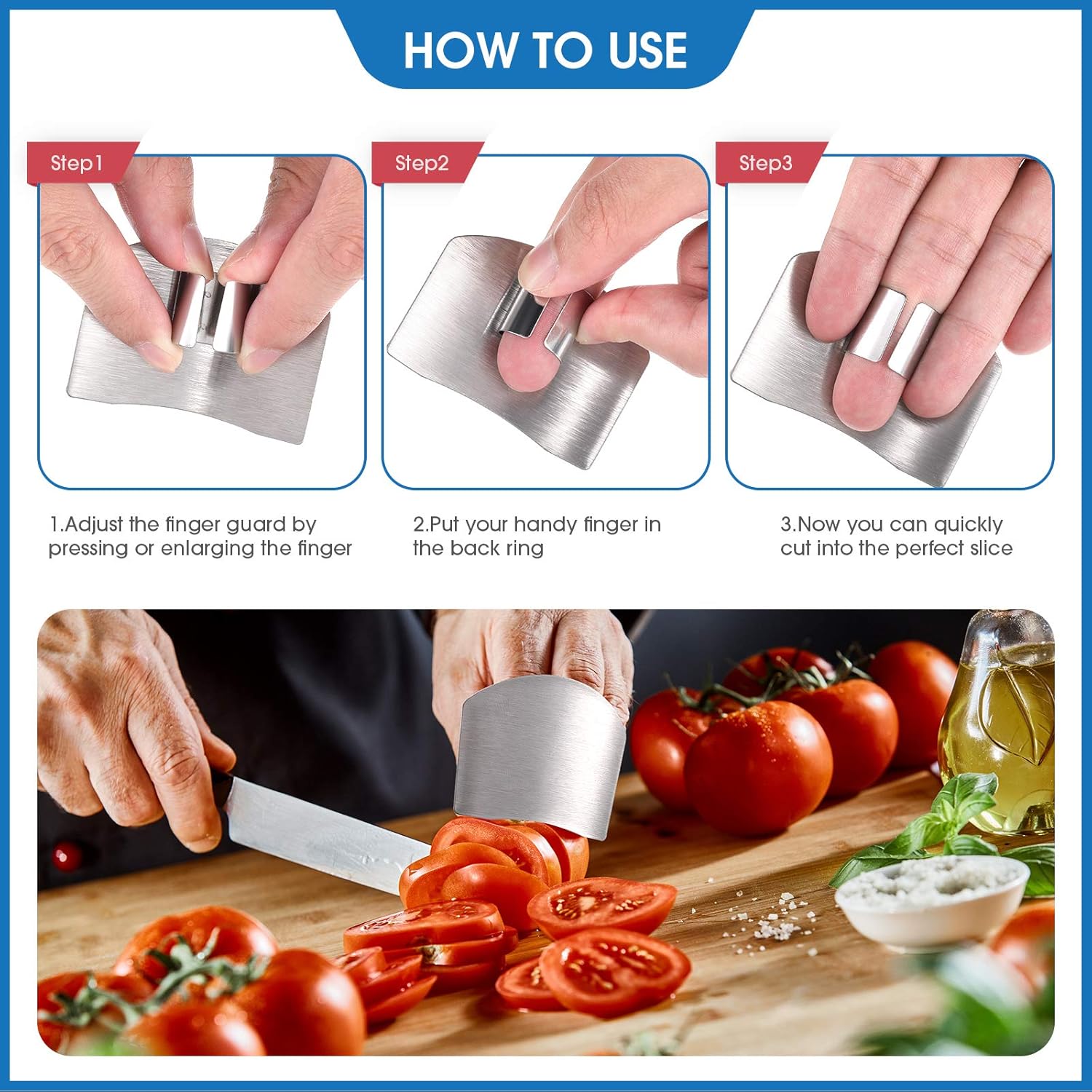 Patelai 6-Piece Adjustable Finger Guards for Stainless Steel Slicing