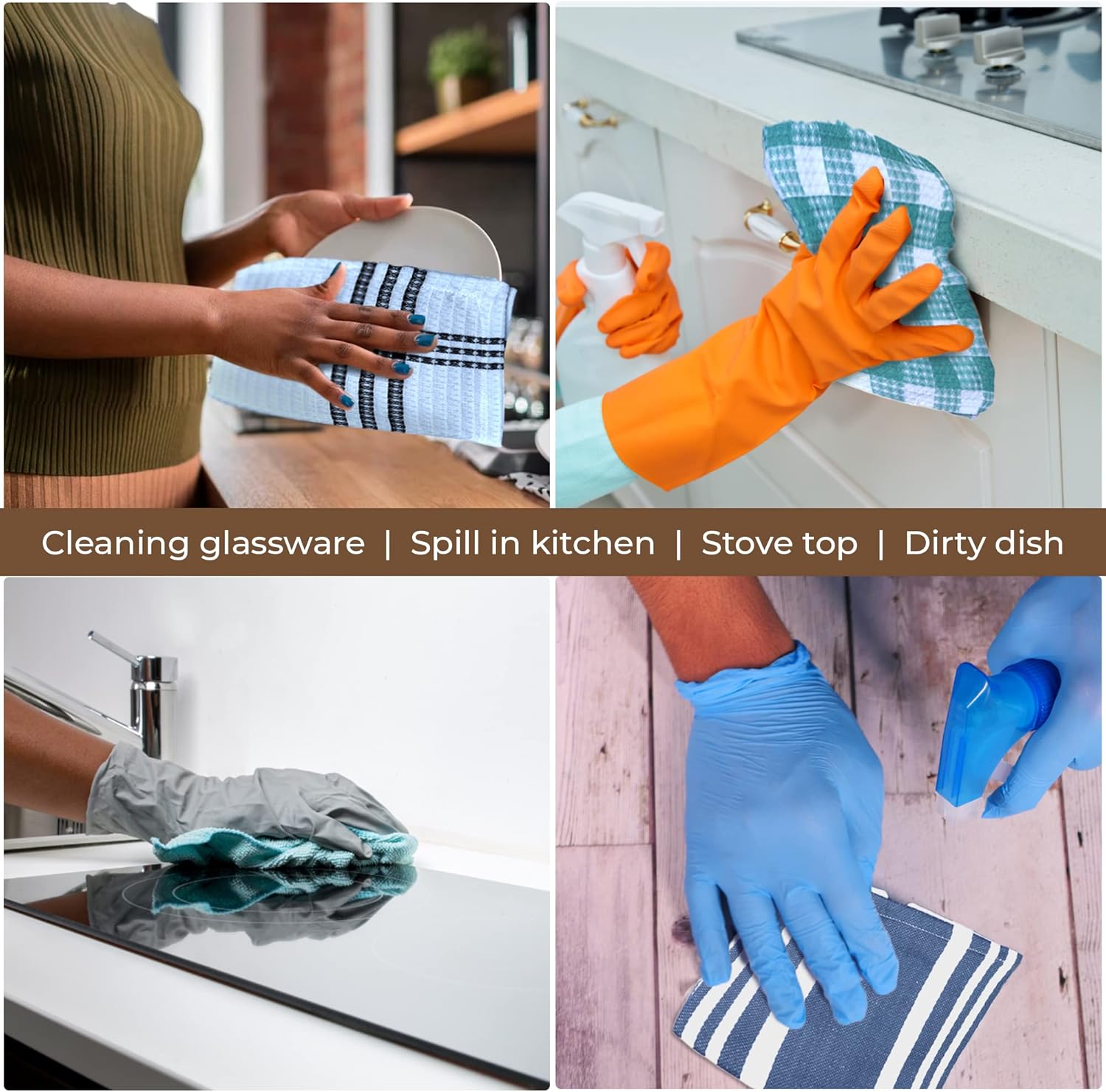 Urban Villa 12x12 Soft and Absorbent Cotton Dishcloth Set of 8