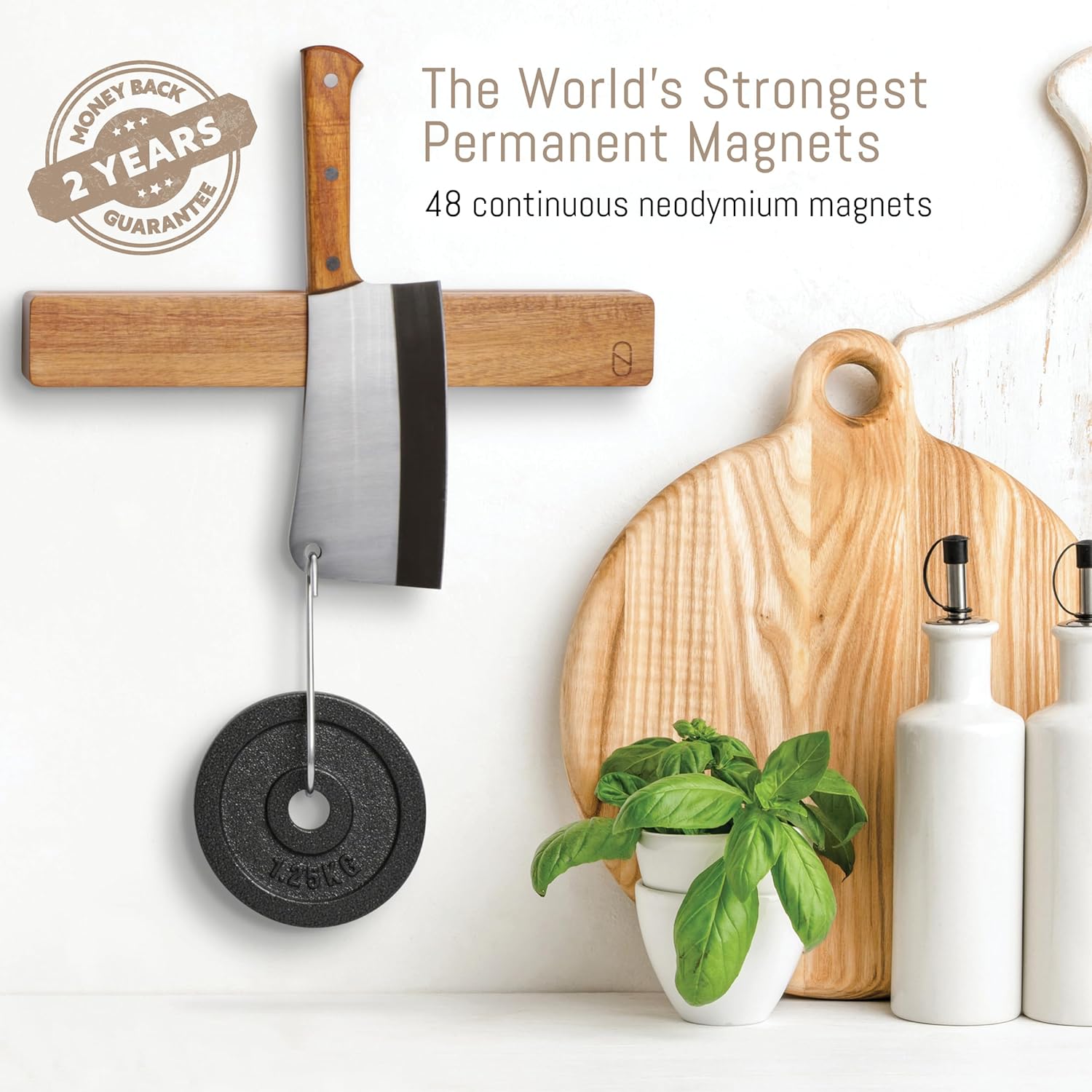 NOVAWARE Magnetic Knife Holder for Kitchen Storage with Double Capacity