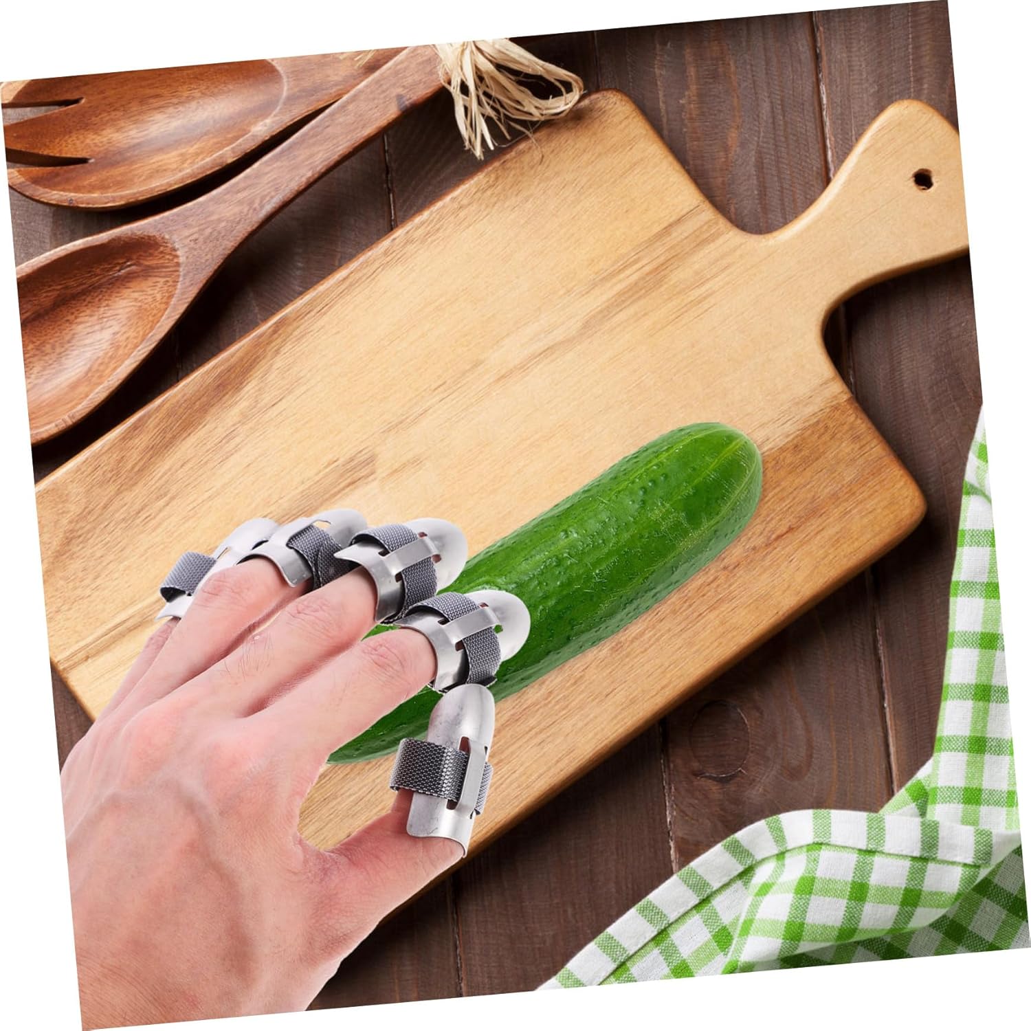 Stainless Steel Finger Guards 5-Piece Set for Safe Kitchen Tasks