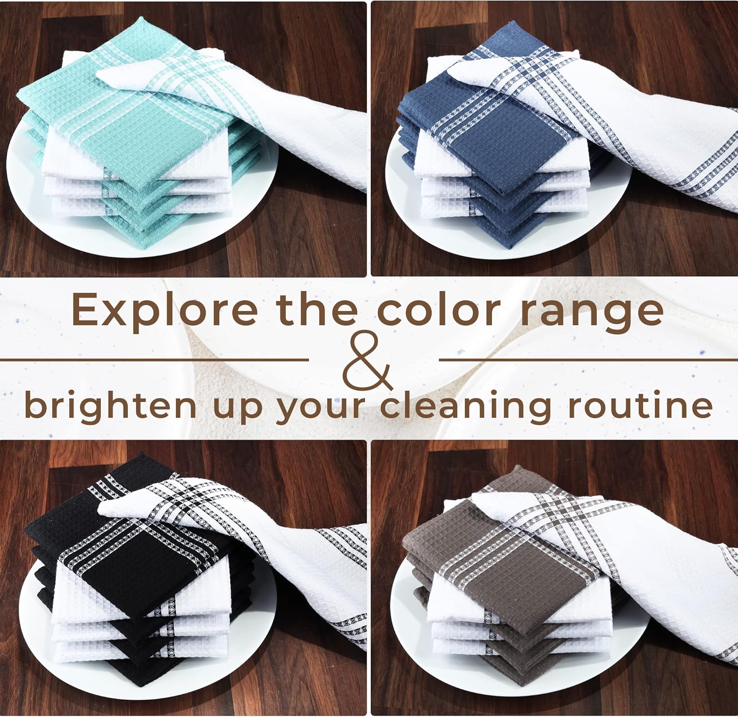 Urban Villa 12x12 Soft and Absorbent Cotton Dishcloth Set of 8