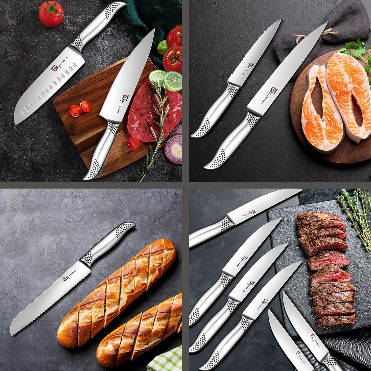 SYOKAMI 14 PCS Japanese Knife Set with Magnetic Block