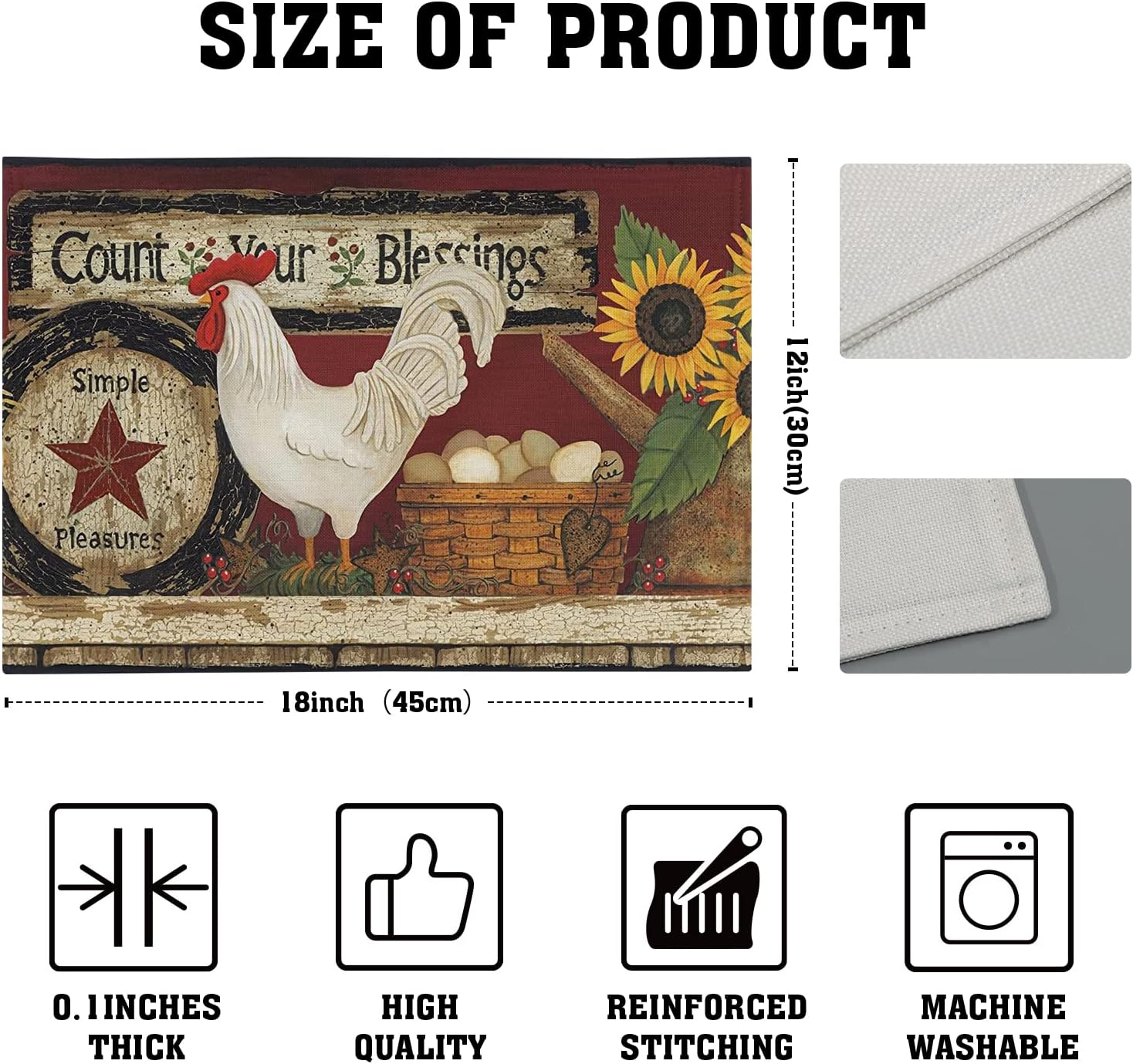 Vintage Rooster Placemats Set