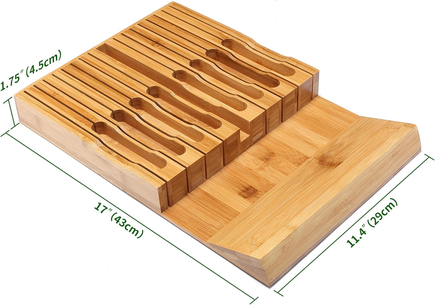 Premium Bamboo Knife Block Kitchen Organizer for 16 Knives Sharpener