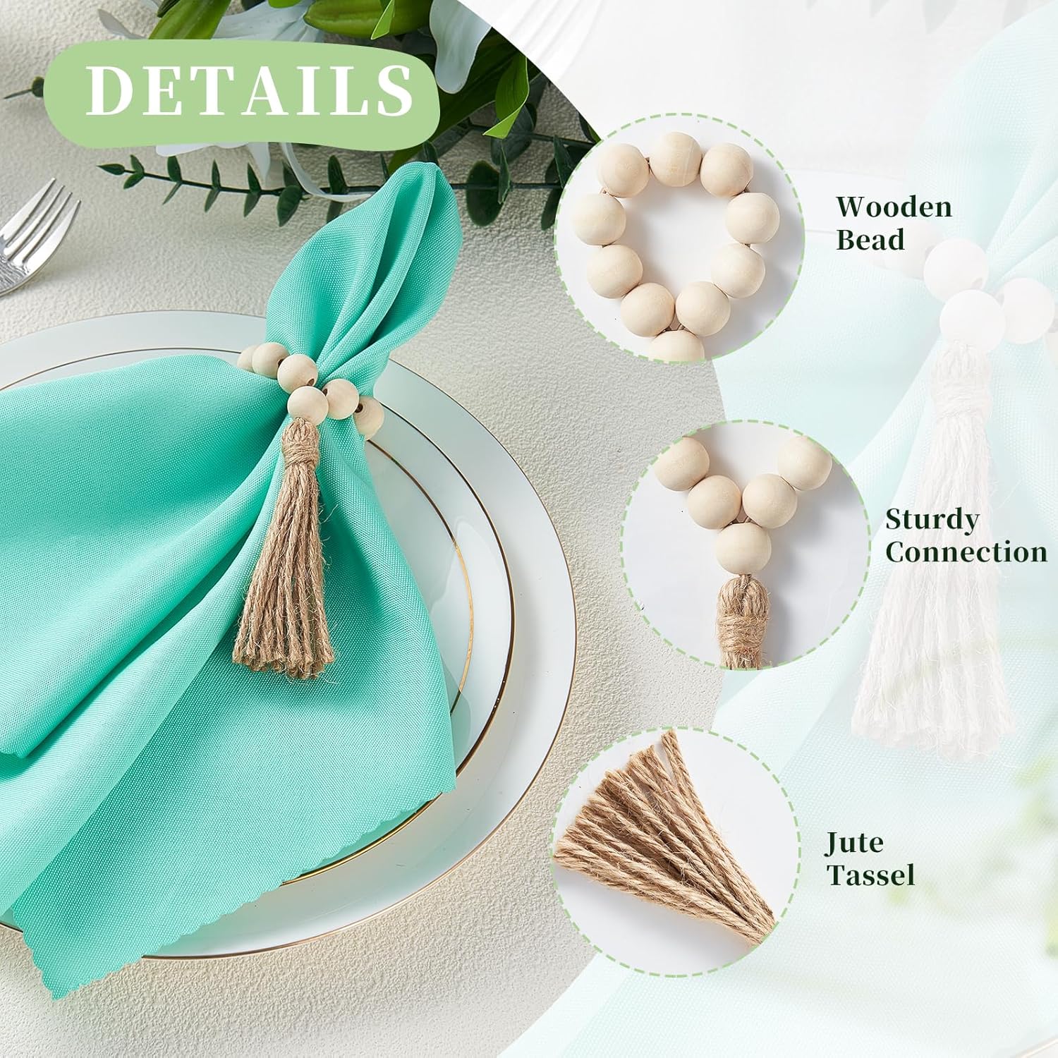 Table Napkins Set of 6 - Rustic Elegance for Weddings Holidays Boho Parties