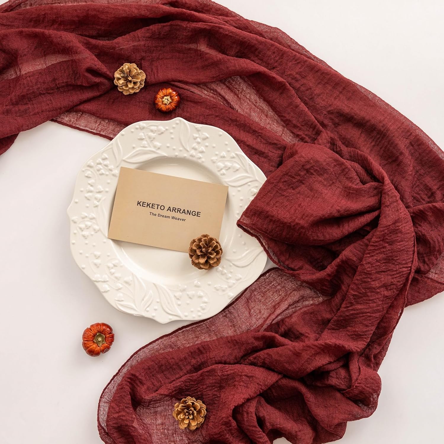 Stunning 120-inch Red Cheesecloth Runner - Keketoarrange for Parties Frequently