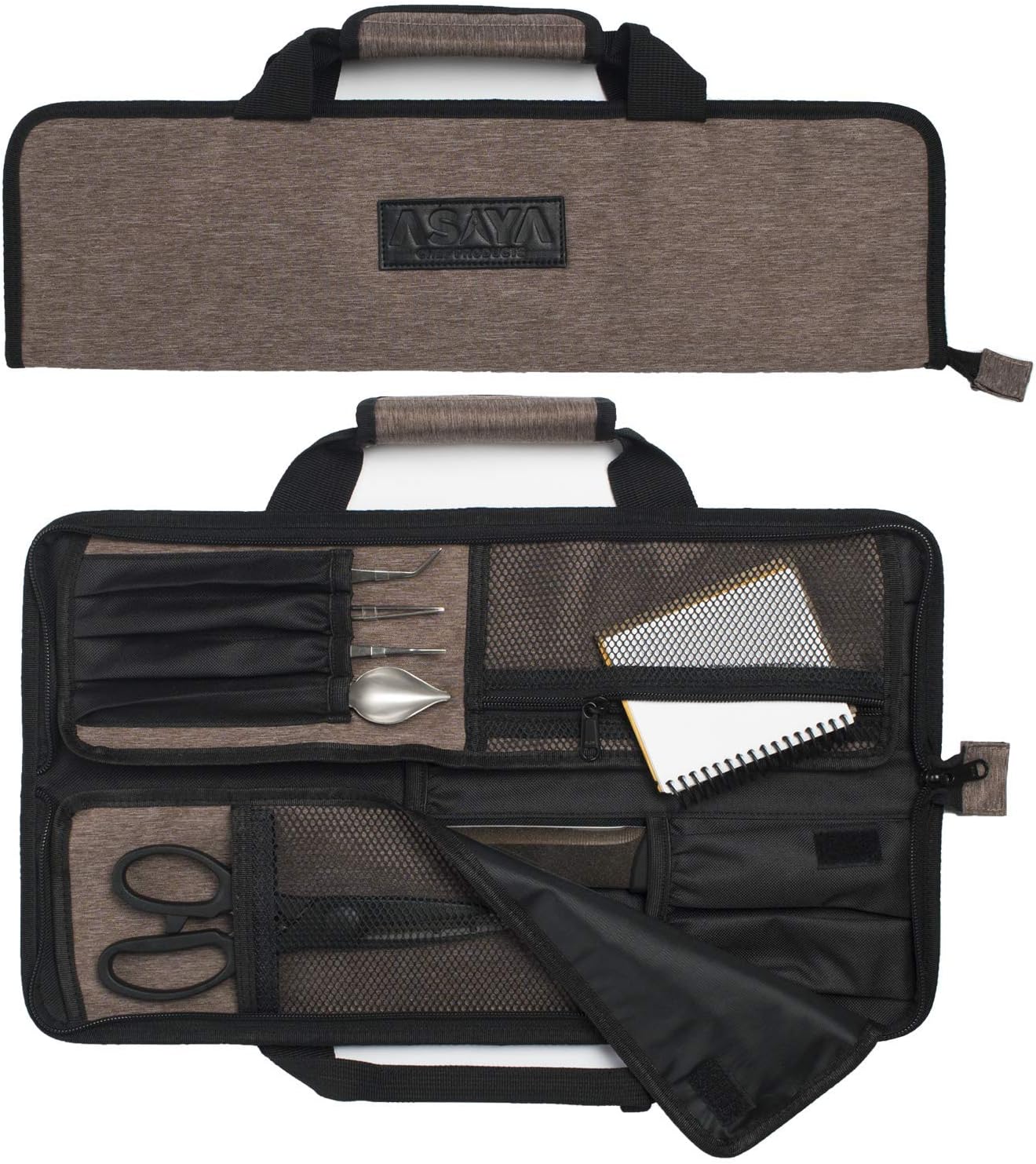 Asaya Chef Knife Roll Bag - 12 Pockets Lightweight Durable Stain Resistant