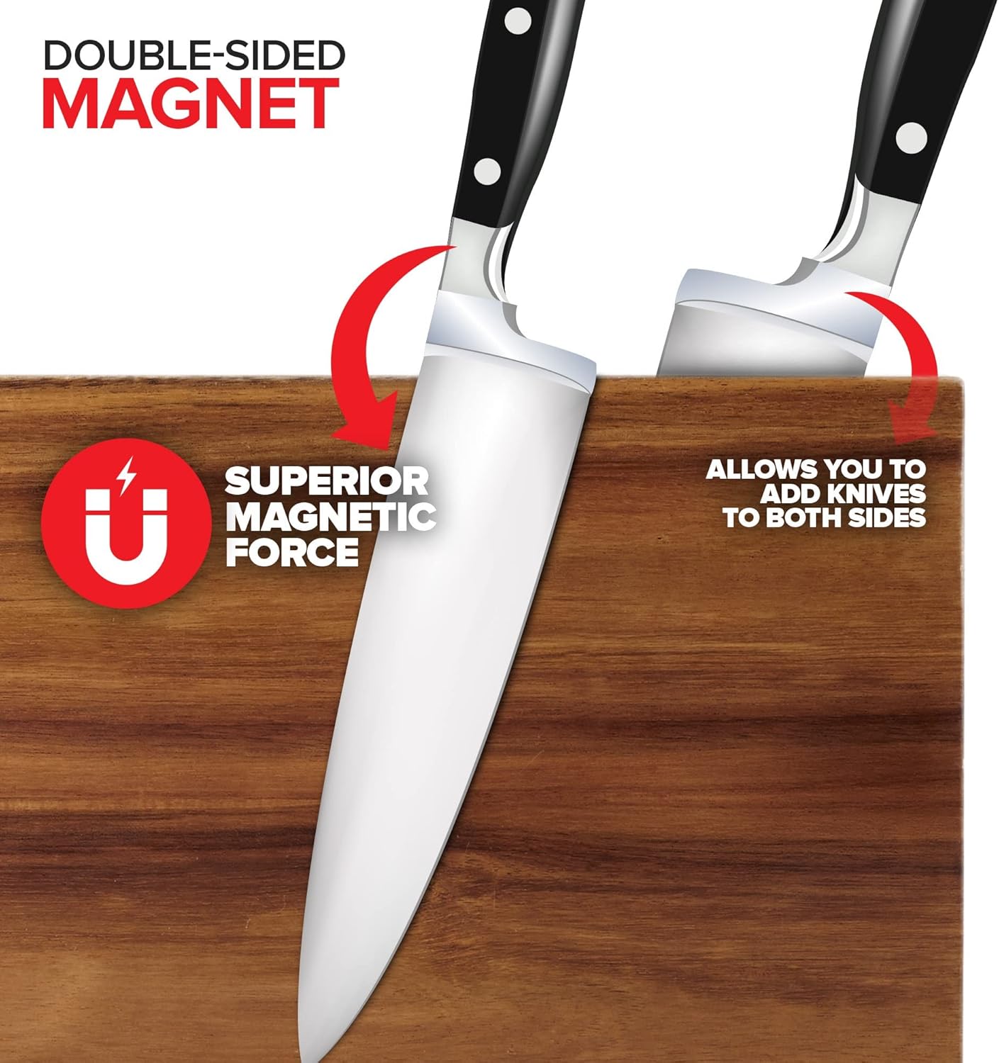 Modern Innovations Magnetic Knife Block Double-Sided Magnet Knife Holder