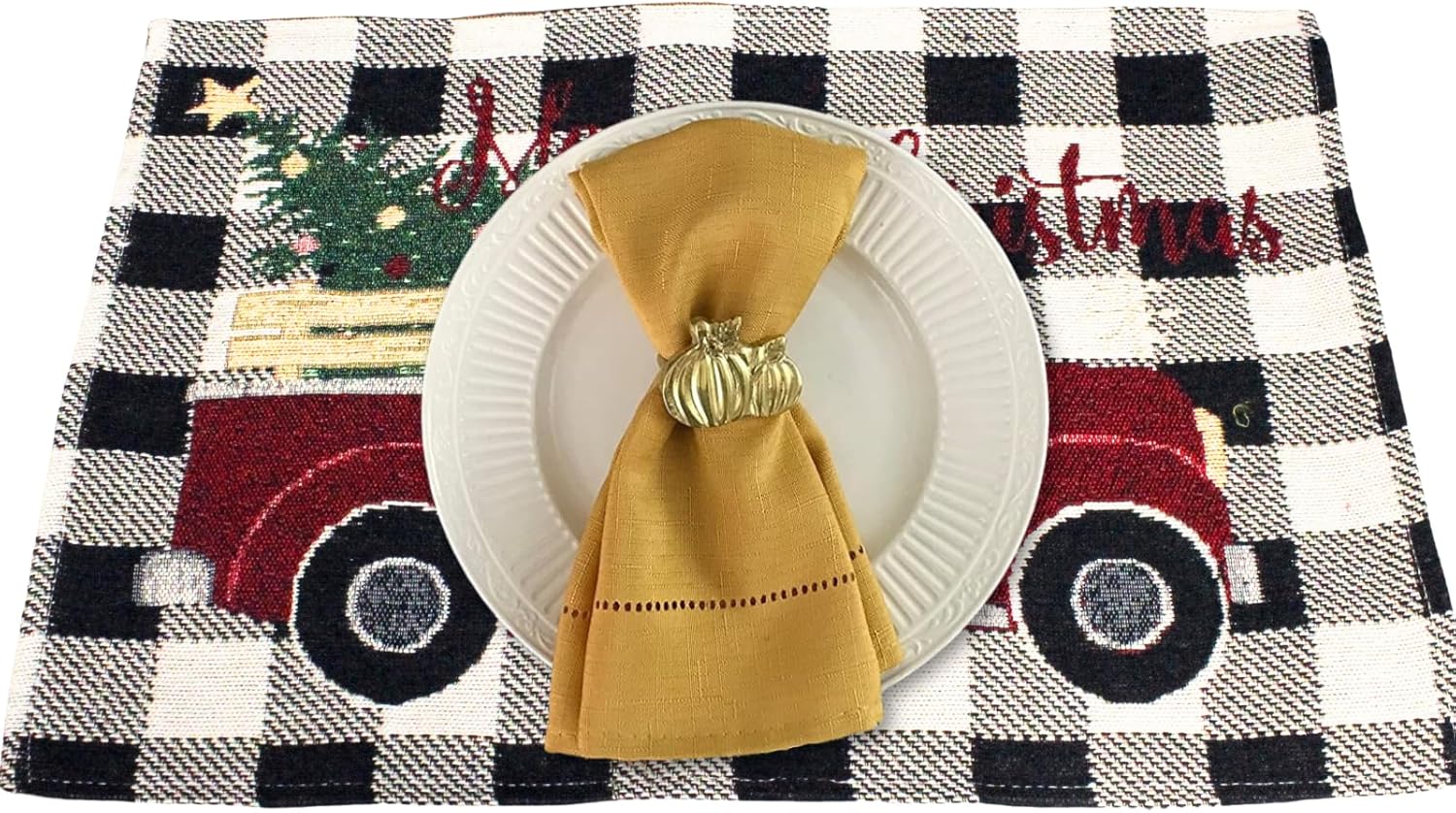 8-Piece Christmas Buffaloe Plaid Placemats Kitchen Decor Set