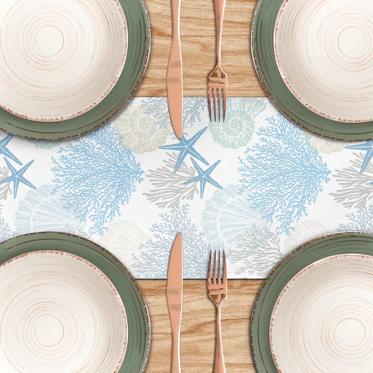 A Glimpse of the Sea - Linen Coastal Table Runner