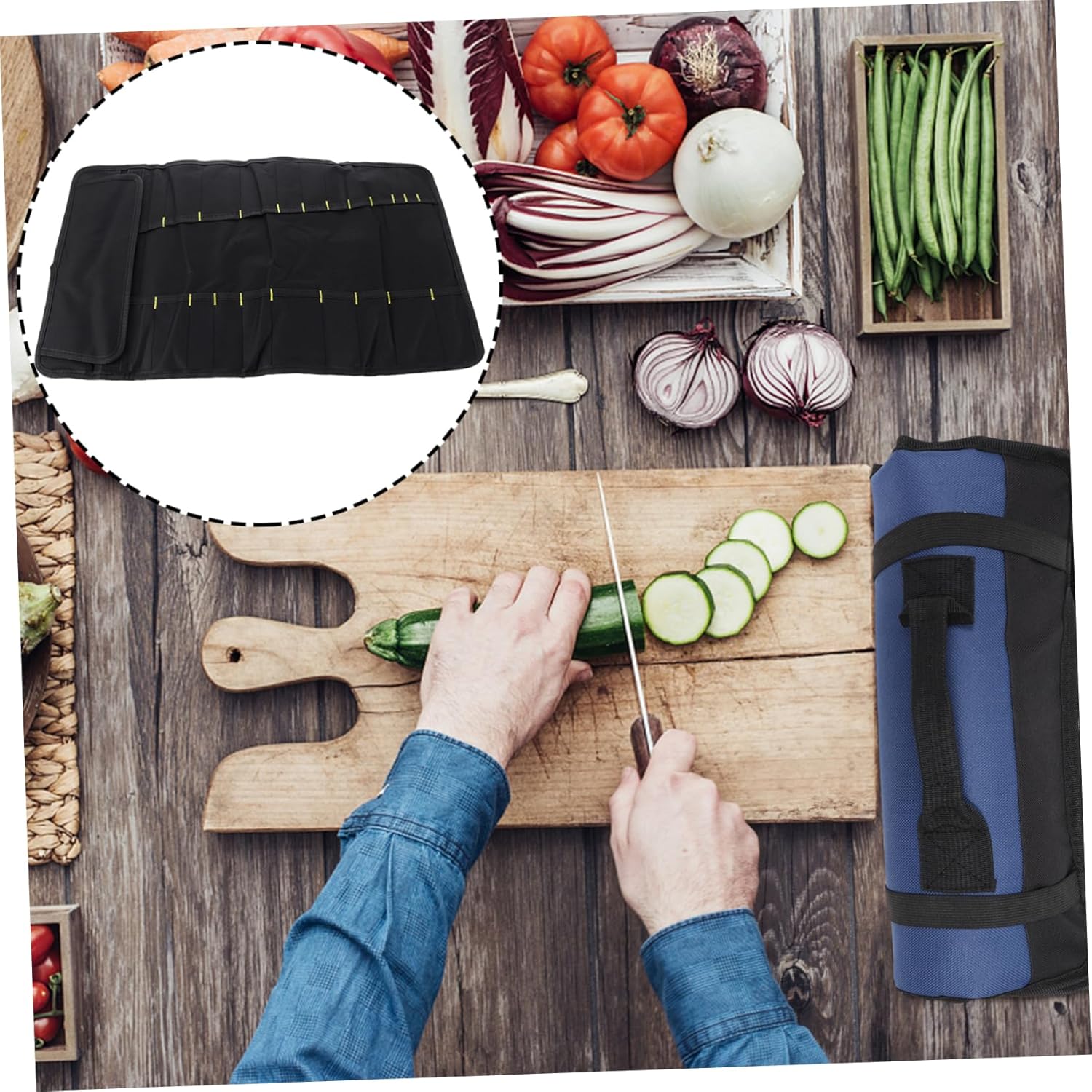 22 Slot Knife Holder Bag for Chefs and Kitchen Tools Storage