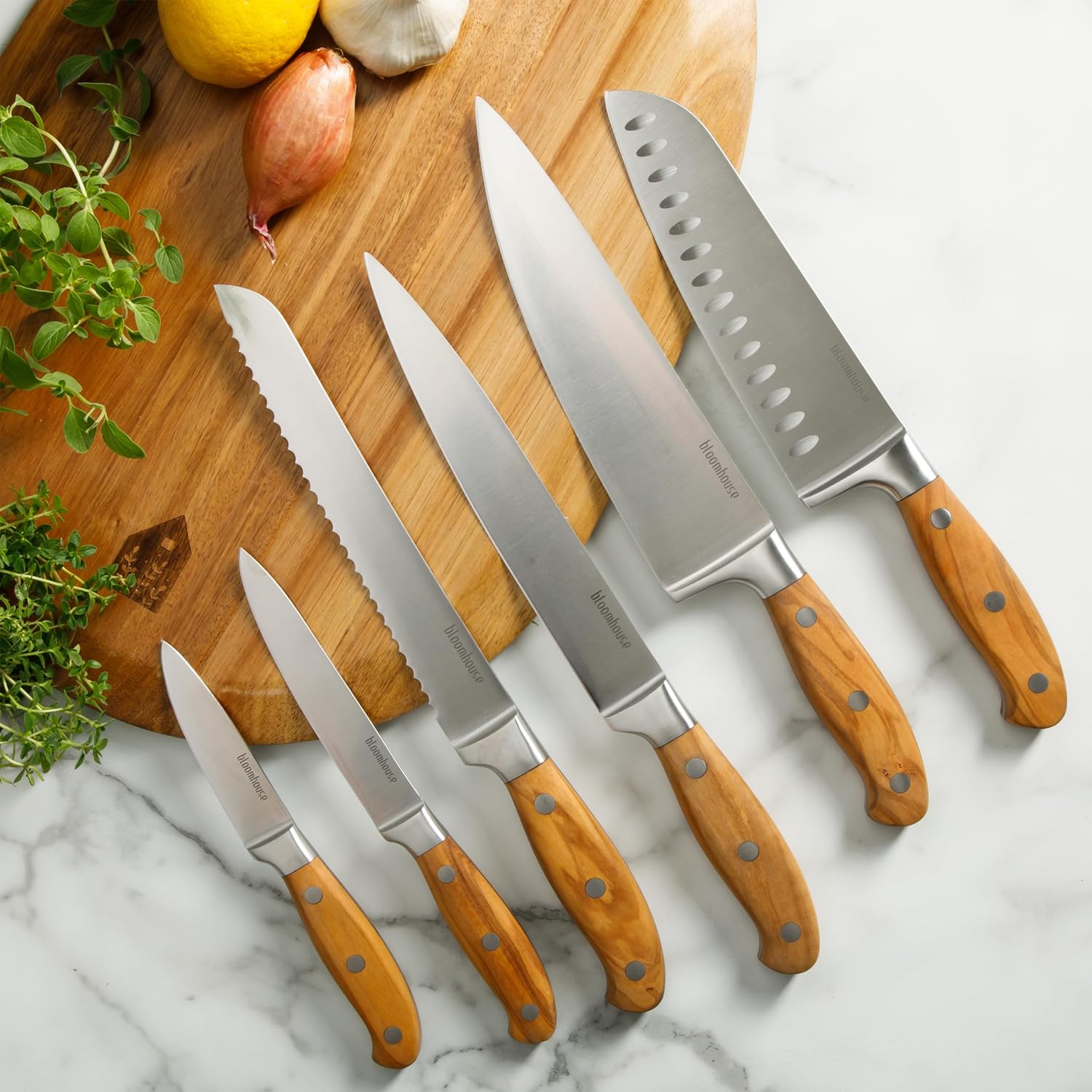 Versatile Italian Olive Wood Knife Set