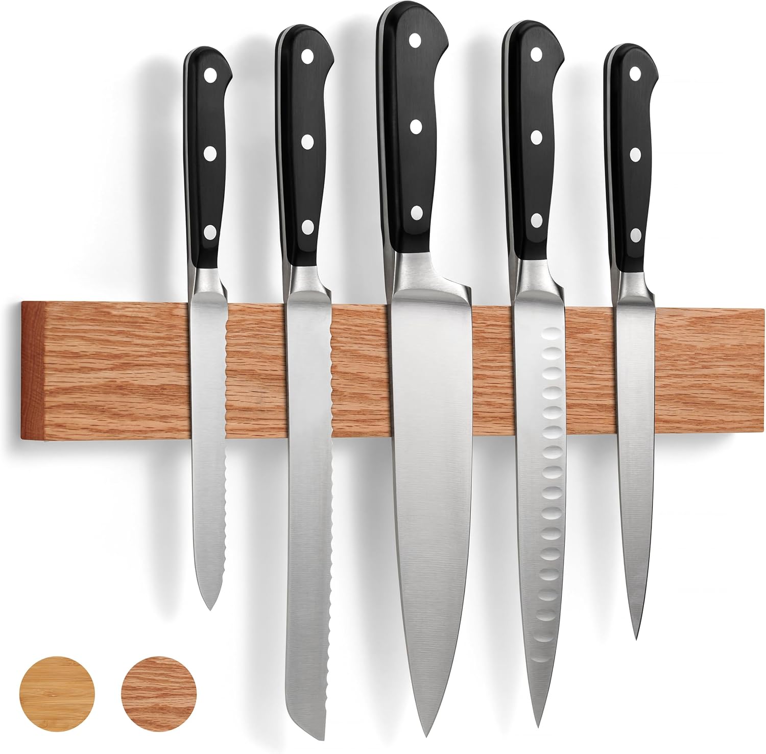 LARHN Magnetic Knife Holder 16-inch Oak for Kitchen Storage Organization
