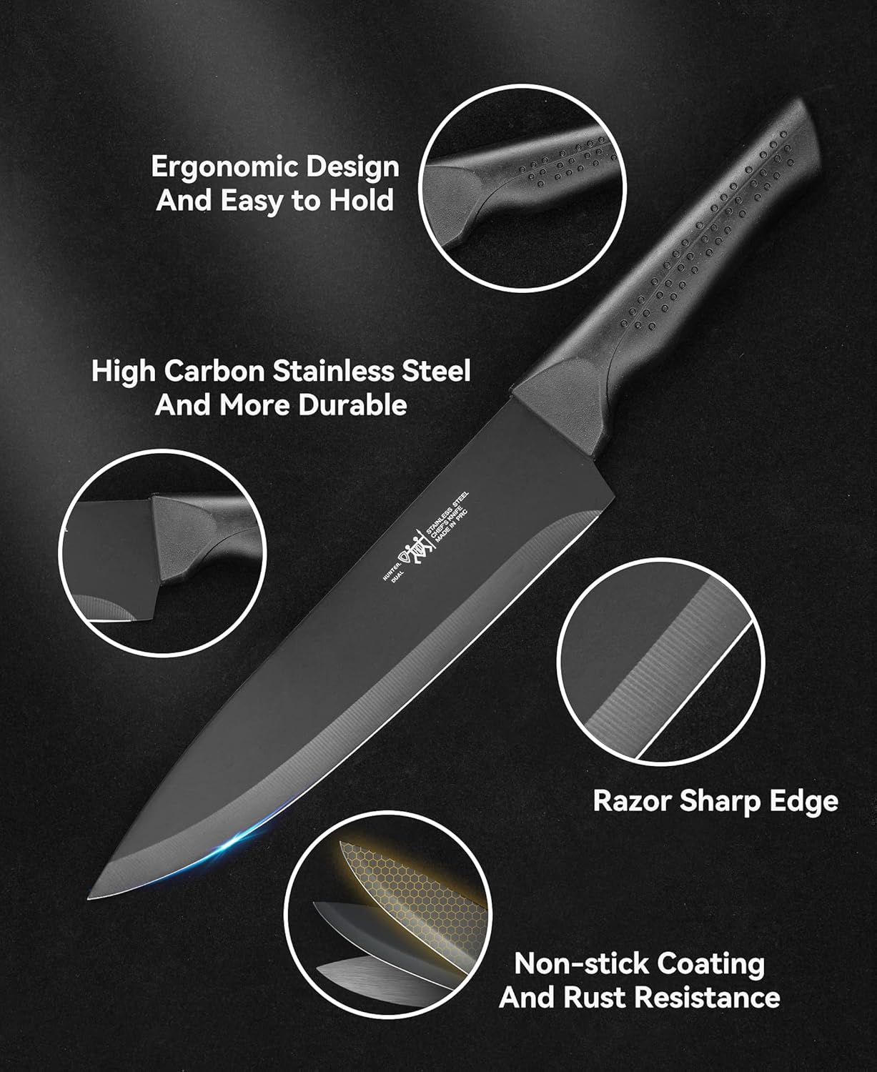 Hundop 15-Piece Kitchen Knife Set Durable Rugged Kitchen Knives