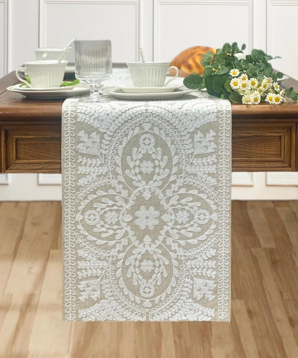 KEVA Boho Table Runner Rustic Farmhouse Linen for Dining Tables