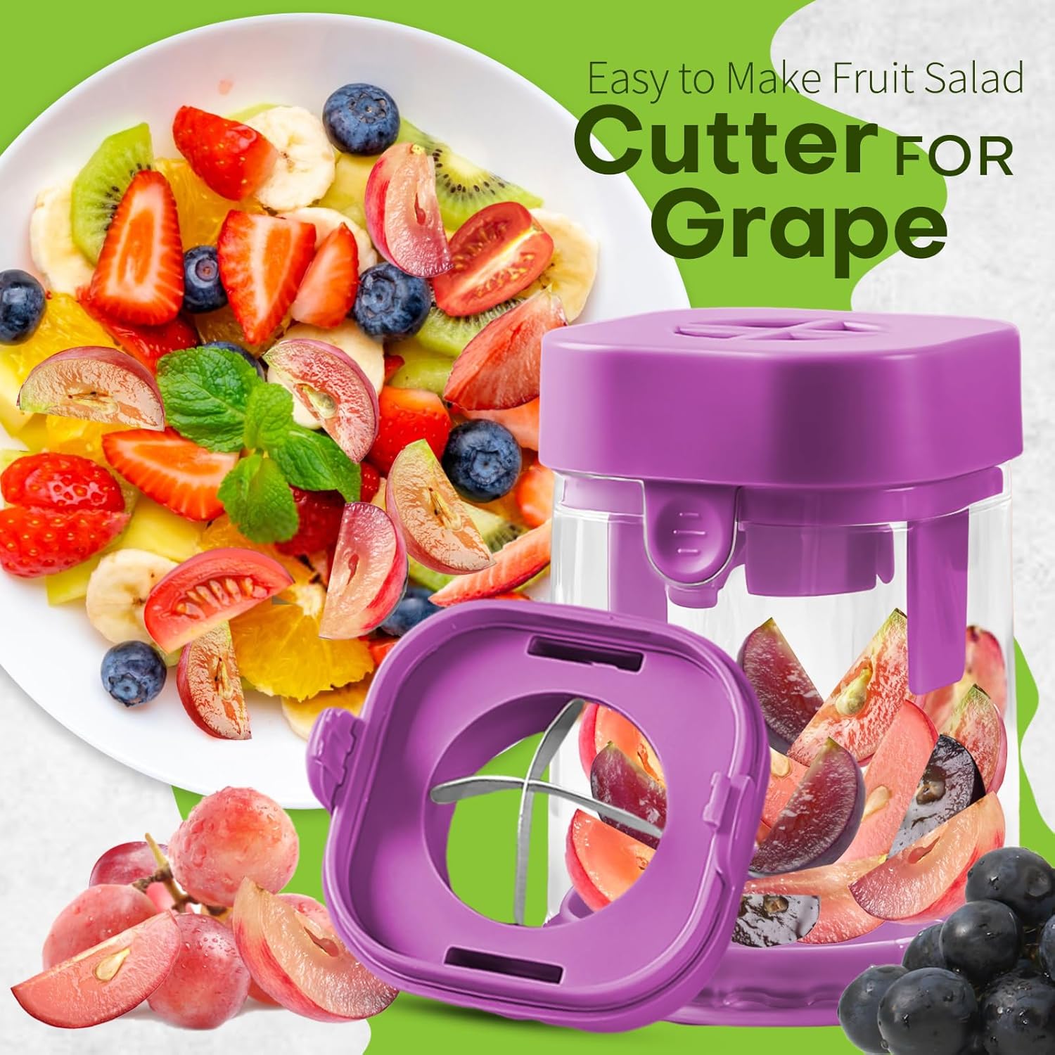 Stainless Steel Small Fruit Cutters Multitool Food Cutter for Kids Purple