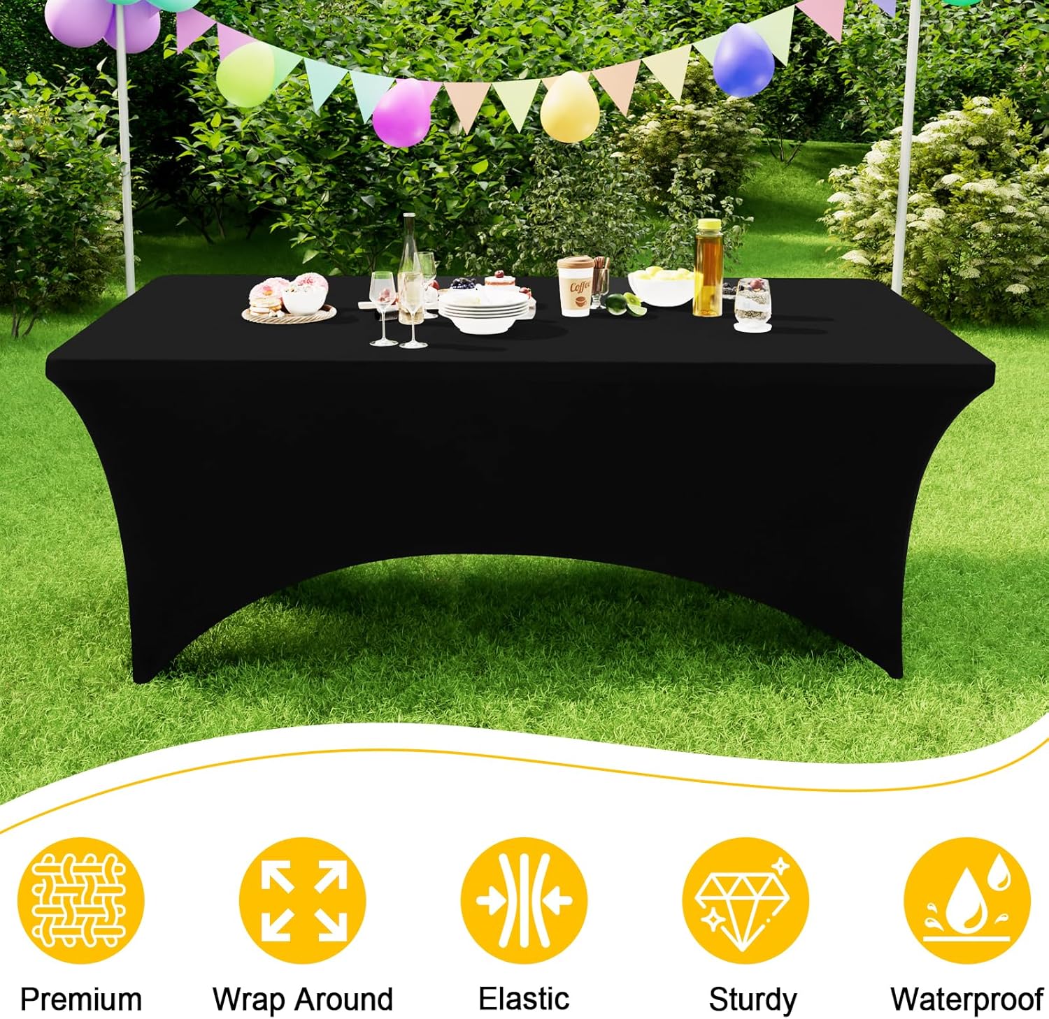 Perfect Fit Tablecloth 2-Pack - Durable Spandex for OutdoorEvents