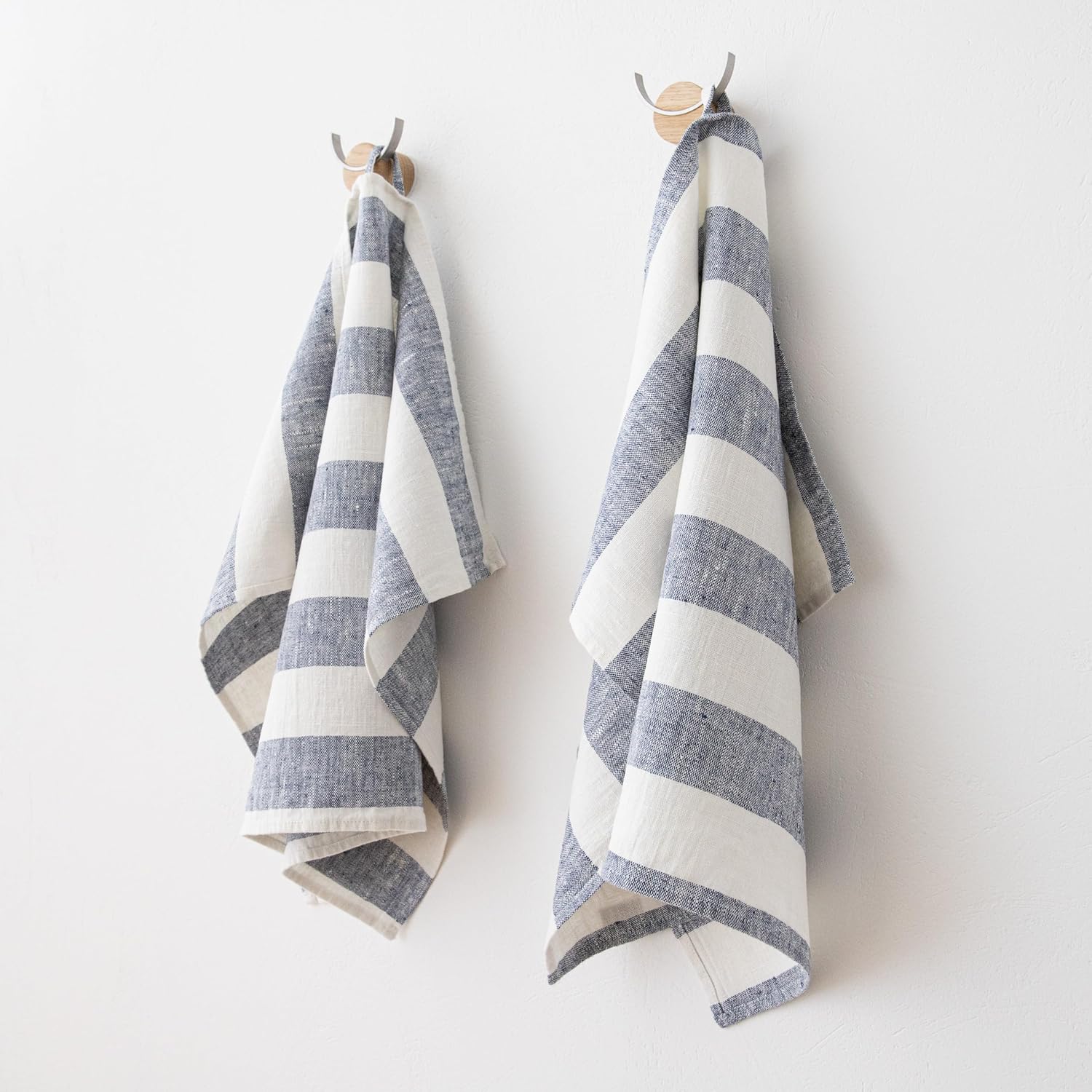 Set of 2 Indigo Linen Tea Towels for Kitchen Use