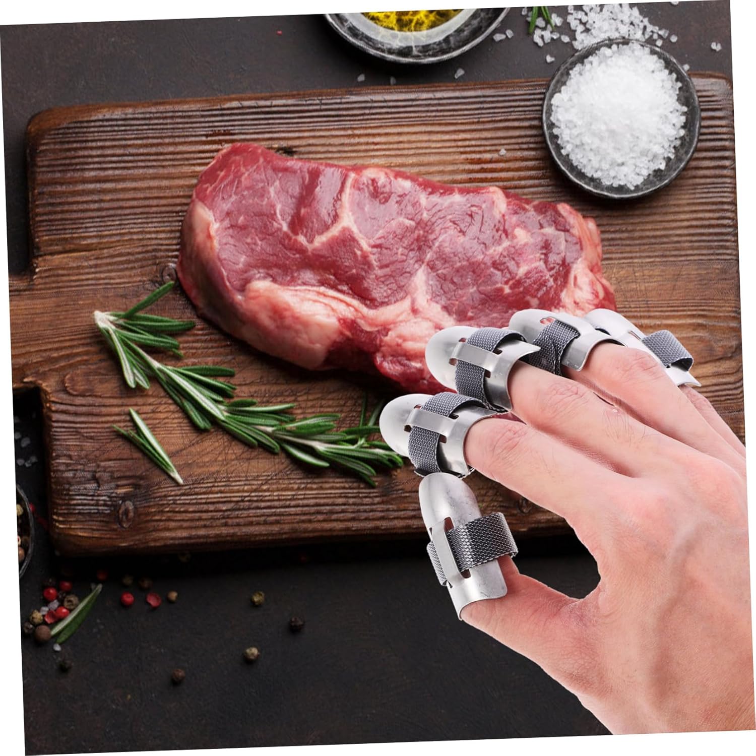5PCS Stainless Steel Knives Set with Finger Protectors for Chopping Guards