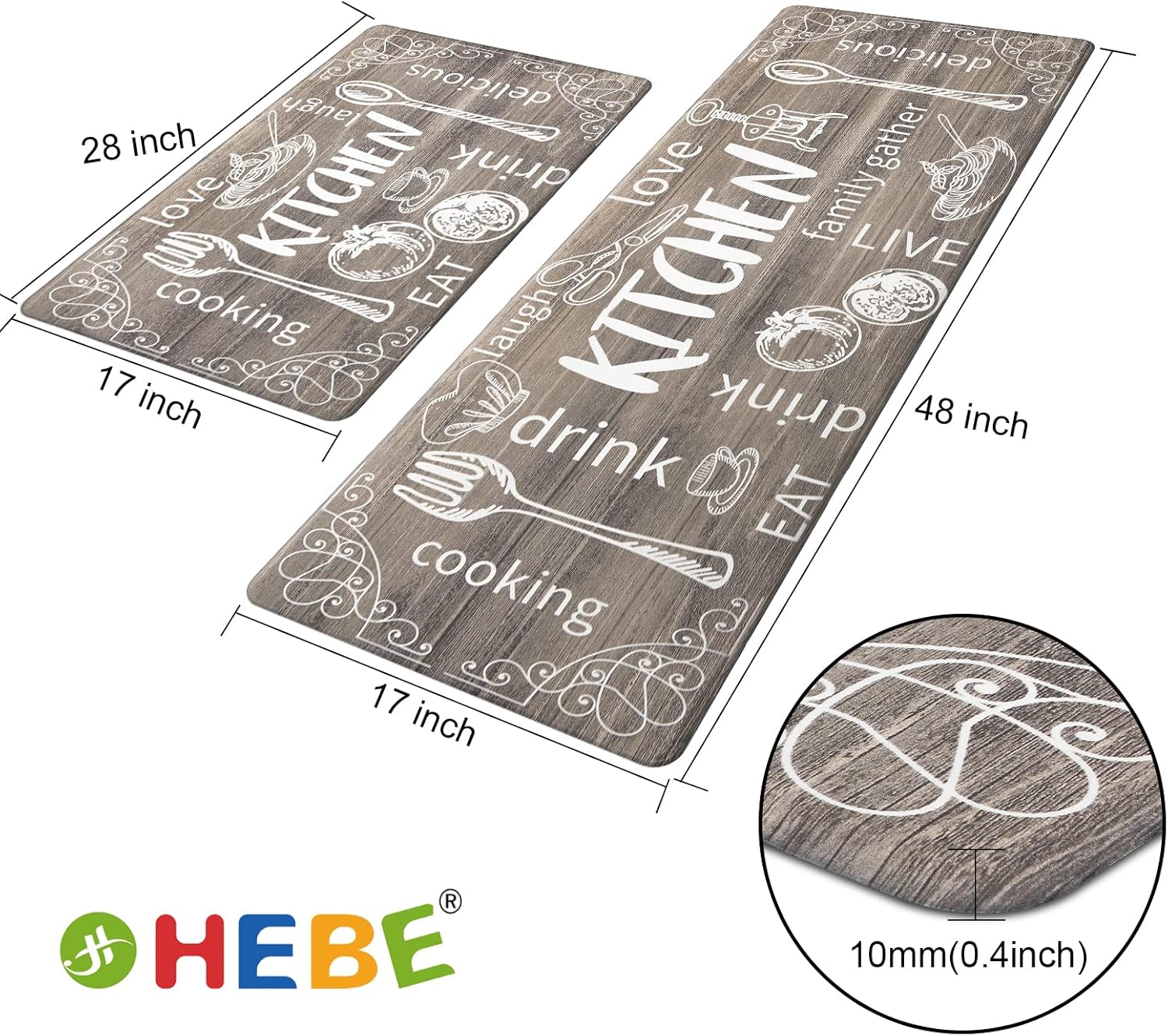 Experience Better Comfort with the HEBE Anti-Fatigue Kitchen Mat Set