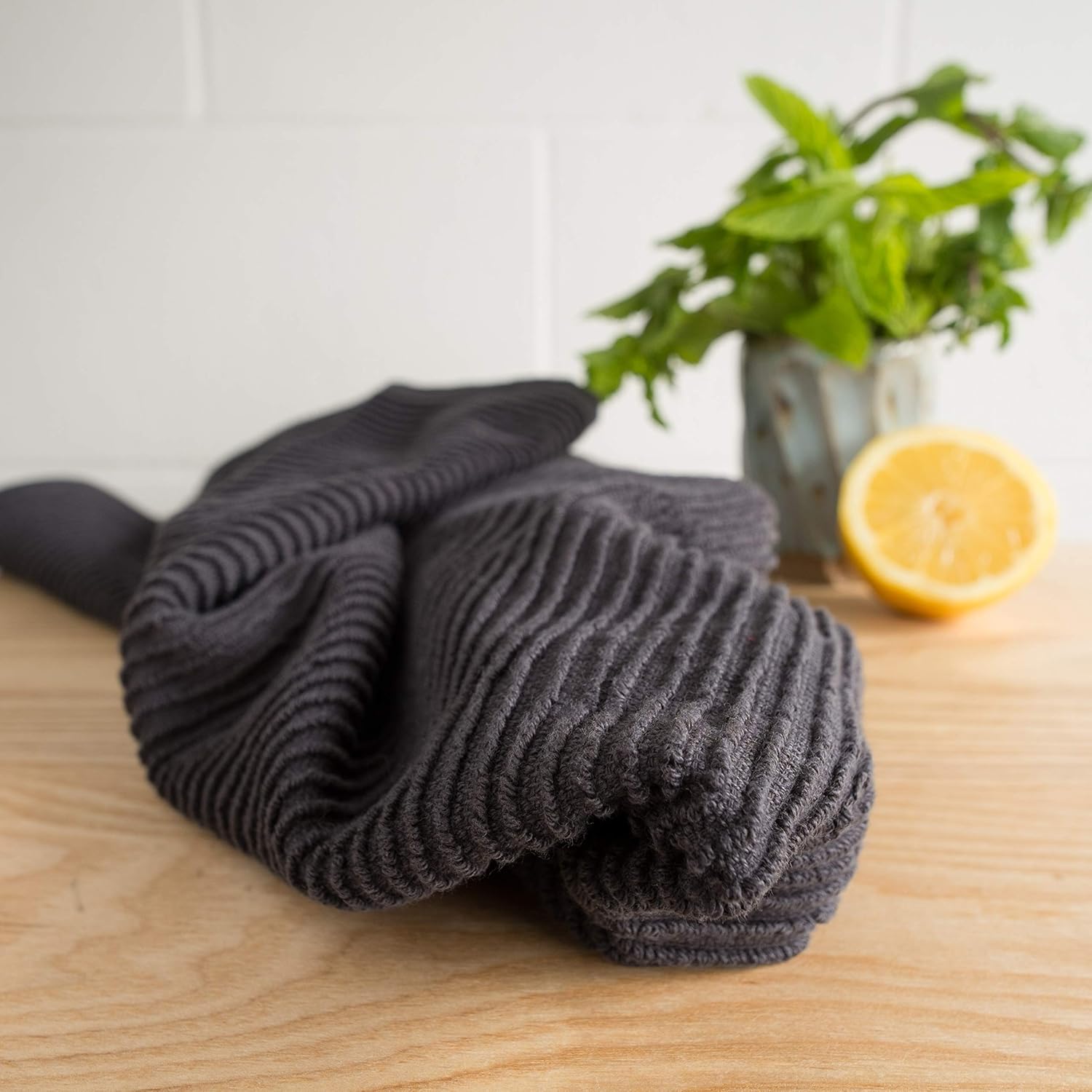 Ripple Kitchen Towel Set 2 Piece Black