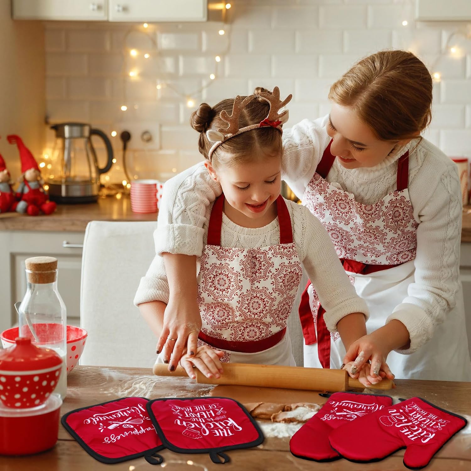Sratte 6-Piece Kitchen Set Rustic Red