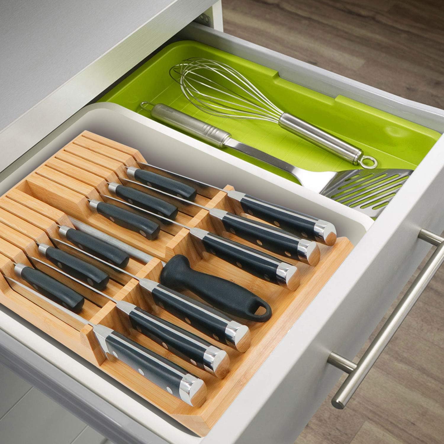 Utoplike Kitchen Knife Block - Bamboo Organizer for 12 Knives