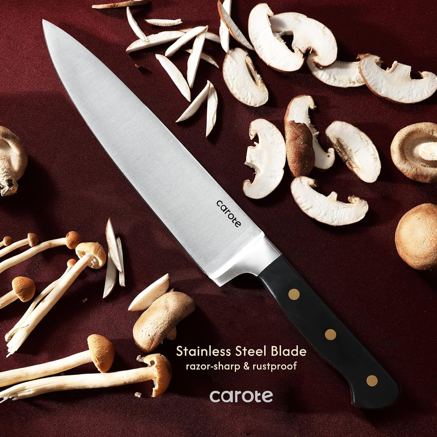 CAROTE 11PCS Knives Set razor-sharp stainless steel ergonomically designed kitchen tools