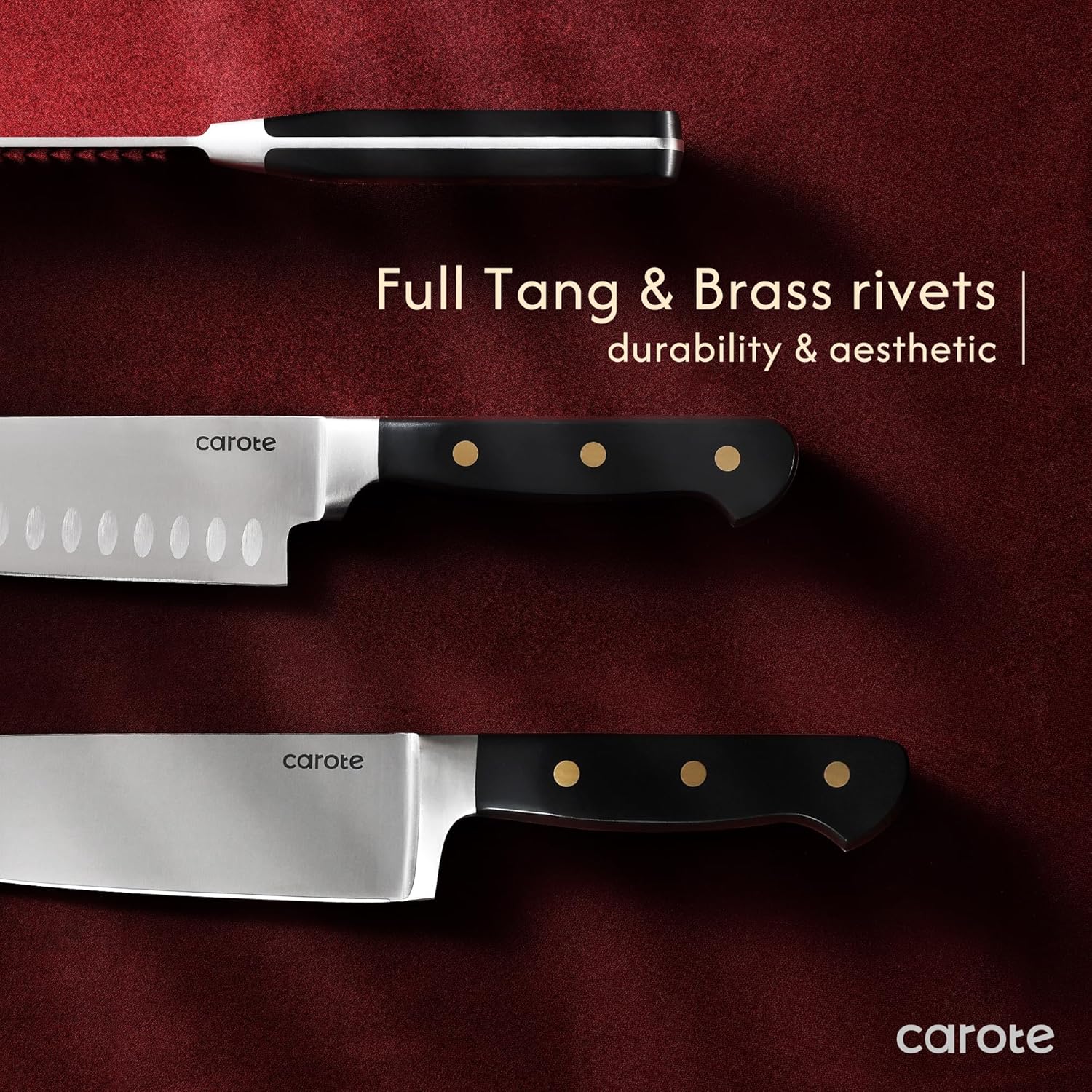CAROTE 11PCS Knives Set razor-sharp stainless steel ergonomically designed kitchen tools