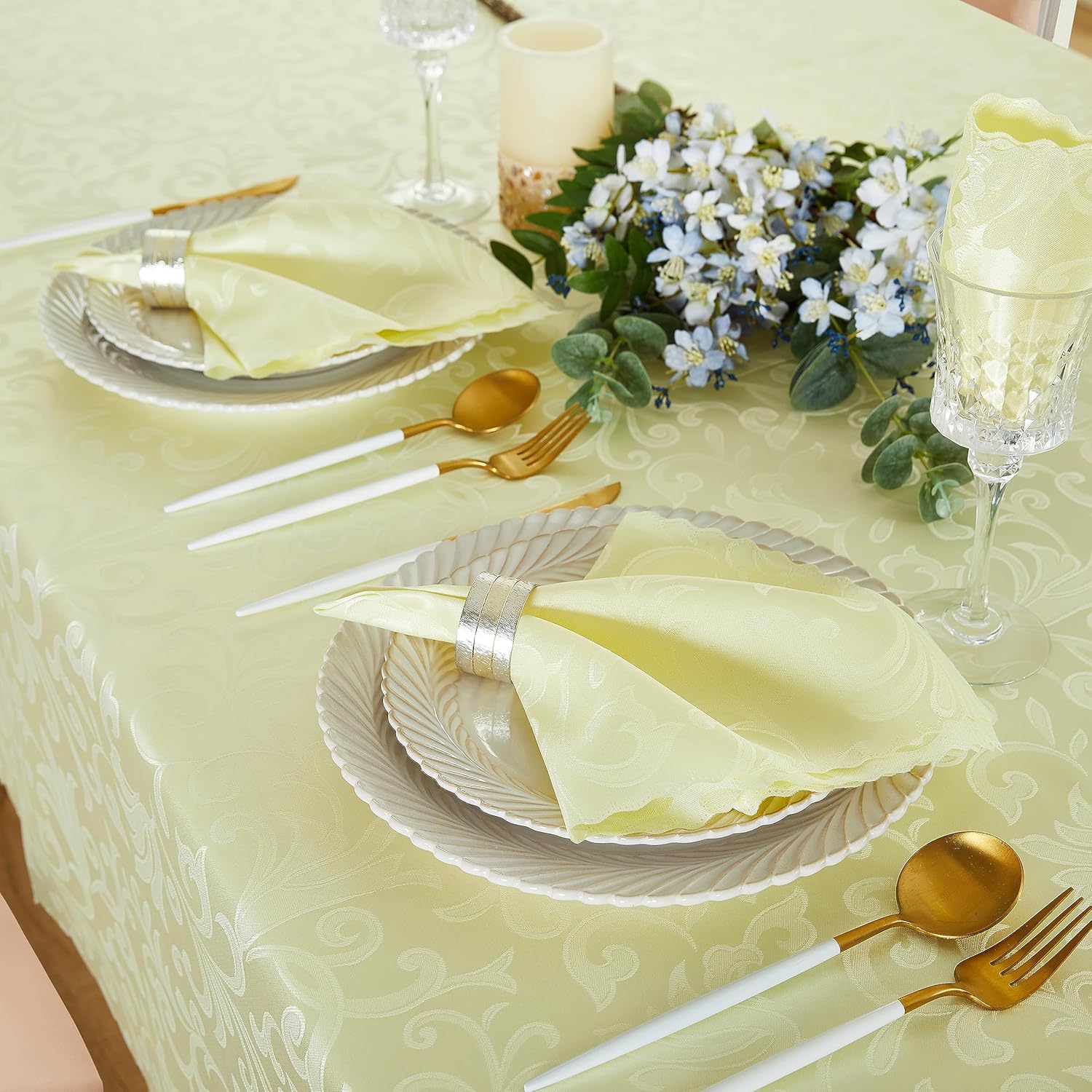 4-Piece Wave Scroll Napkins Light Yellow 17x17inch Water-Resistant