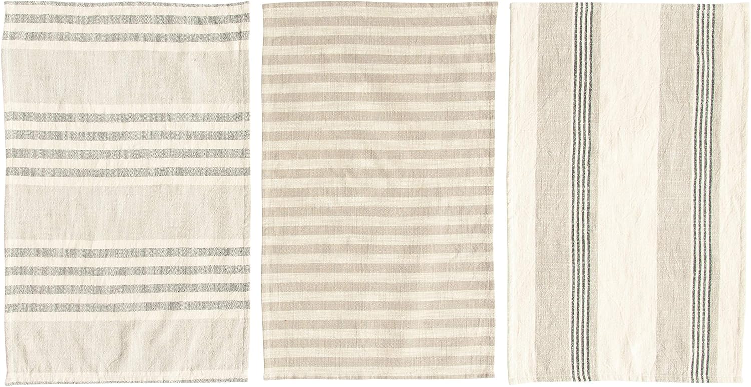 Creative Co-Op Striped Cotton Tea Towels Set