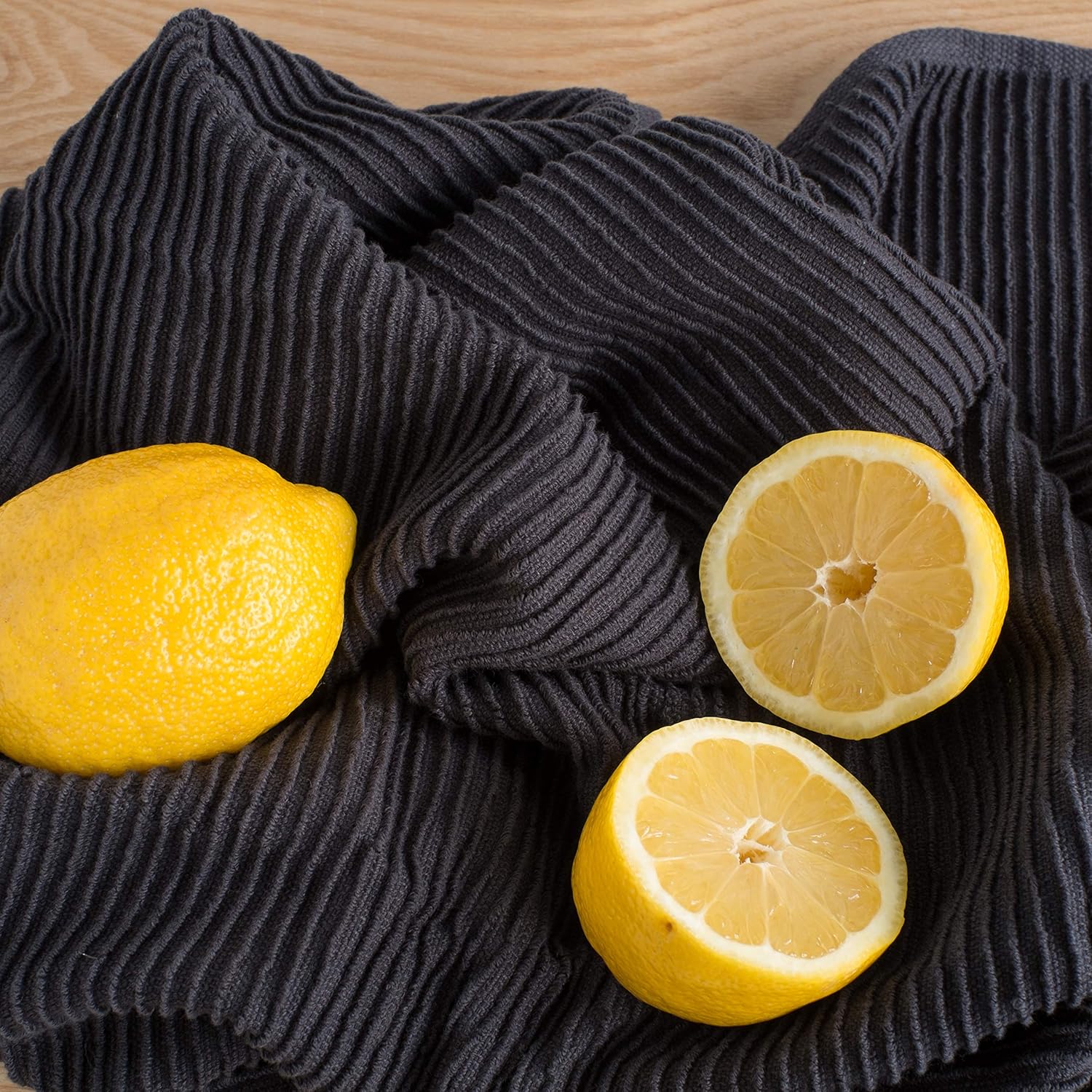 Ripple Kitchen Towel Set 2 Piece Black