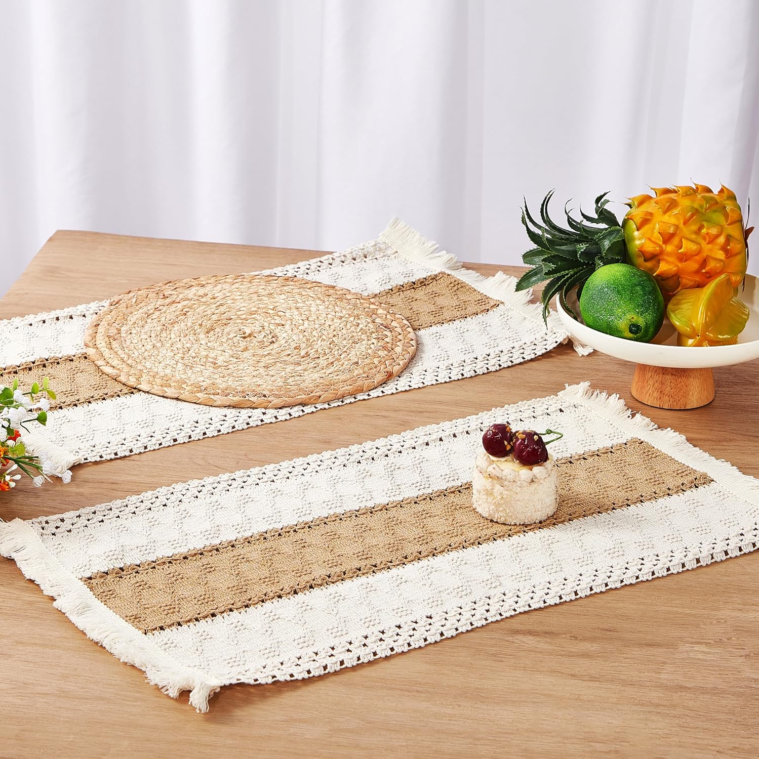 Handmade Boho Placemats Table Runner Set for Kitchen