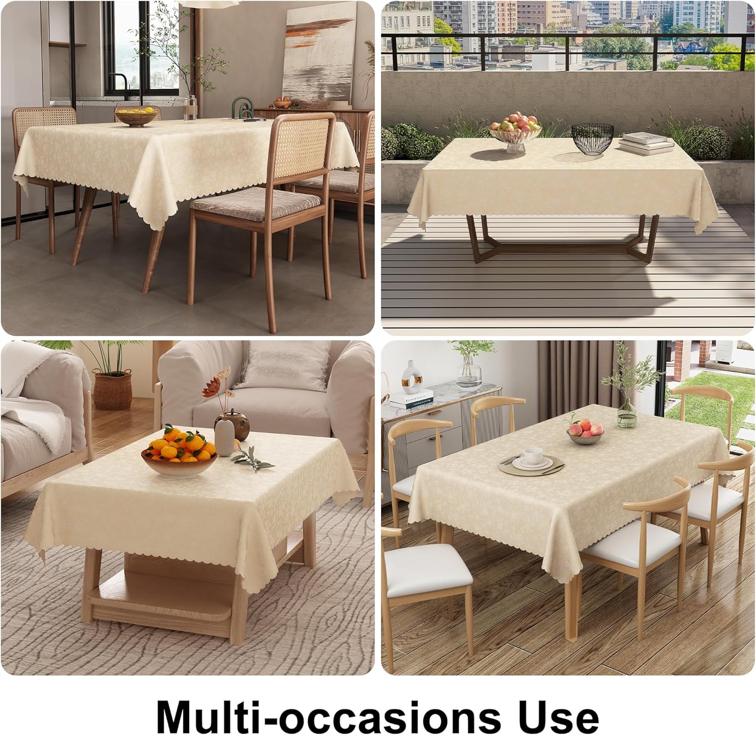 Elegant Beige Rectangle Tablecloth Waterproof for Everyday Use