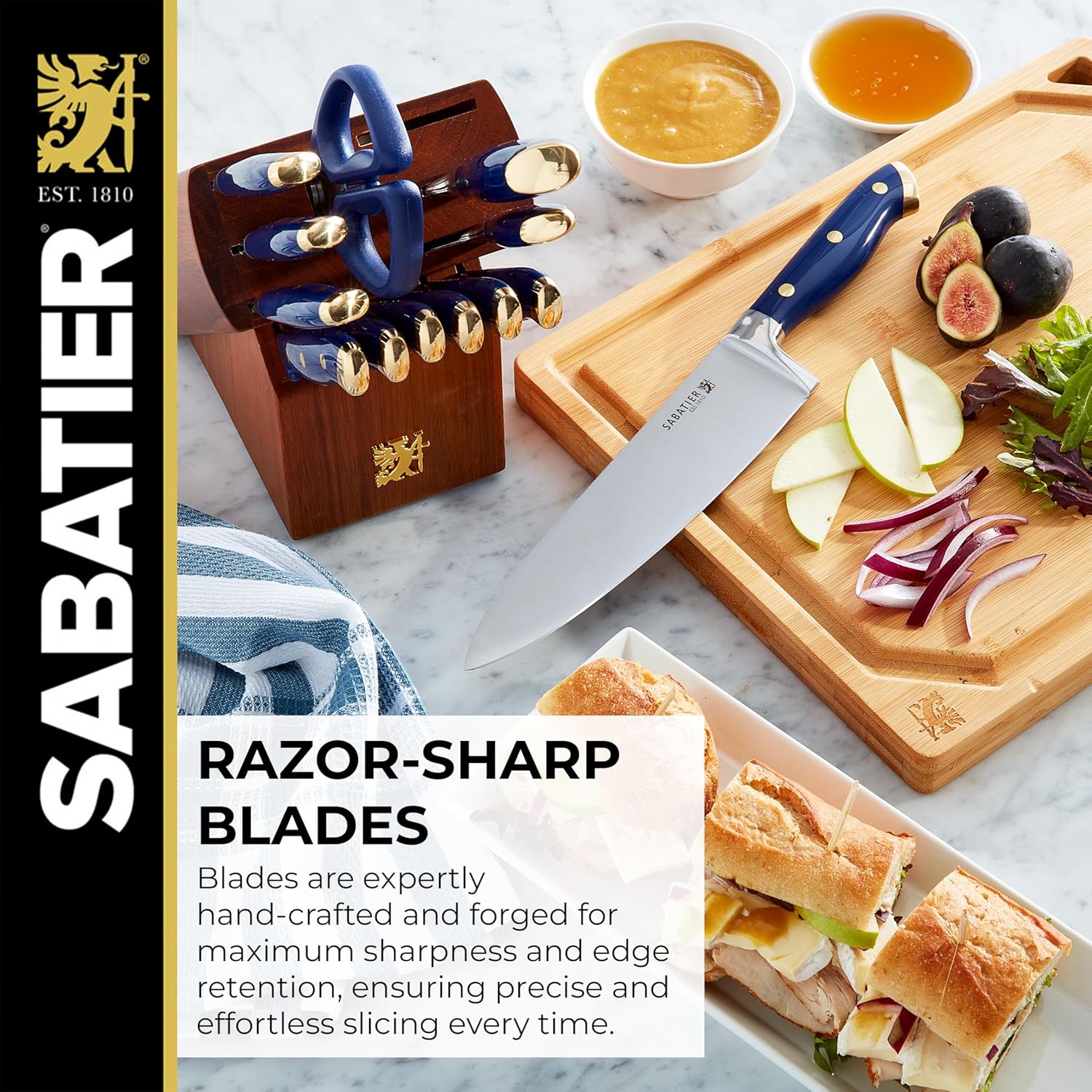 14-Piece Sabatier Knives Set Precision Cutting