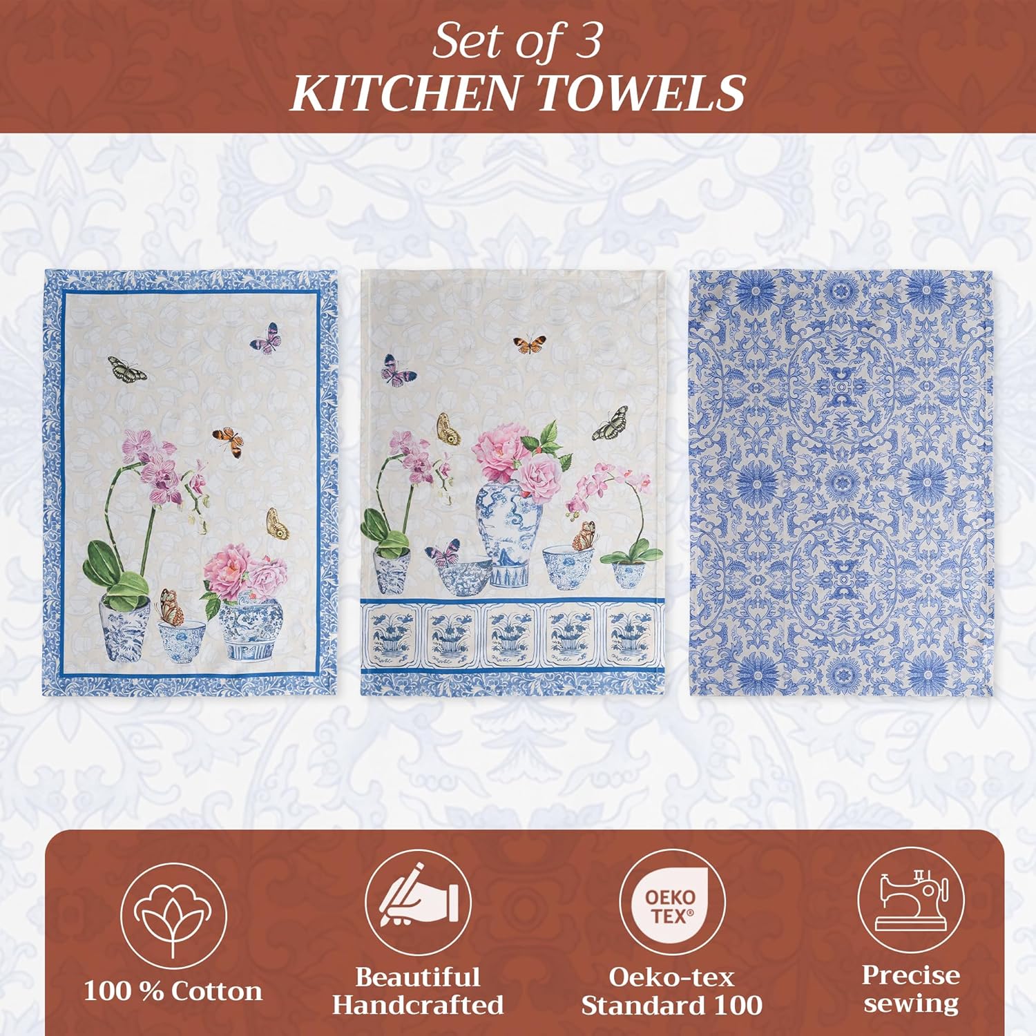 Maison dHermine Dish Towels Set of 3 2750 x 20 Cotton Kitchen Towels