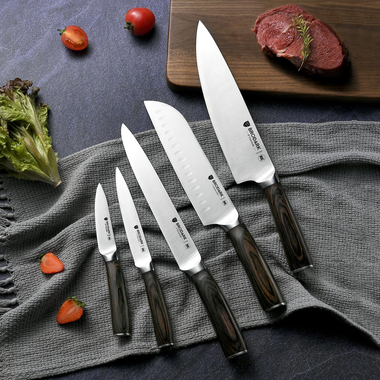 15-Piece knives set with German steel and ergonomic handles