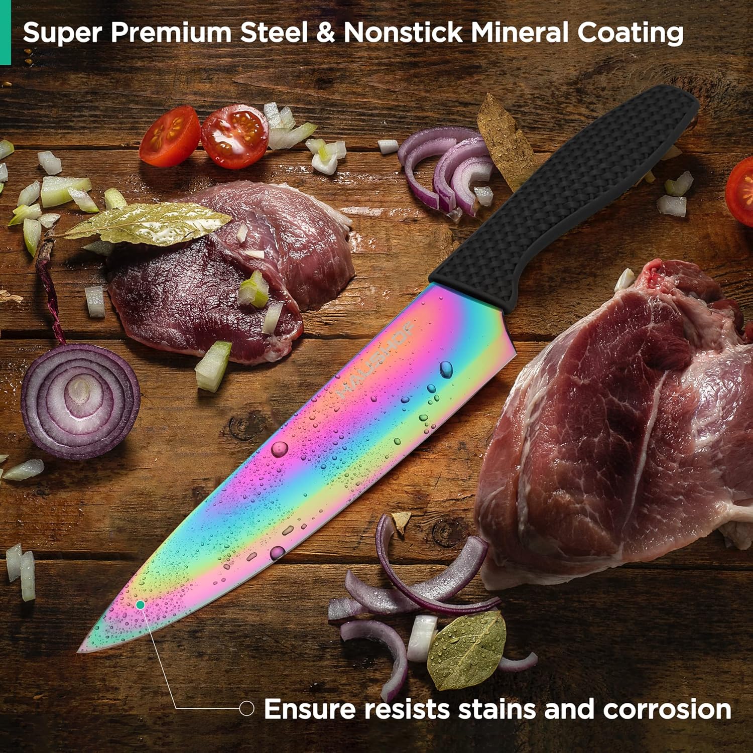 HAUSHOF Professional Kitchen Knife Set 5 Pieces Rainbow Design