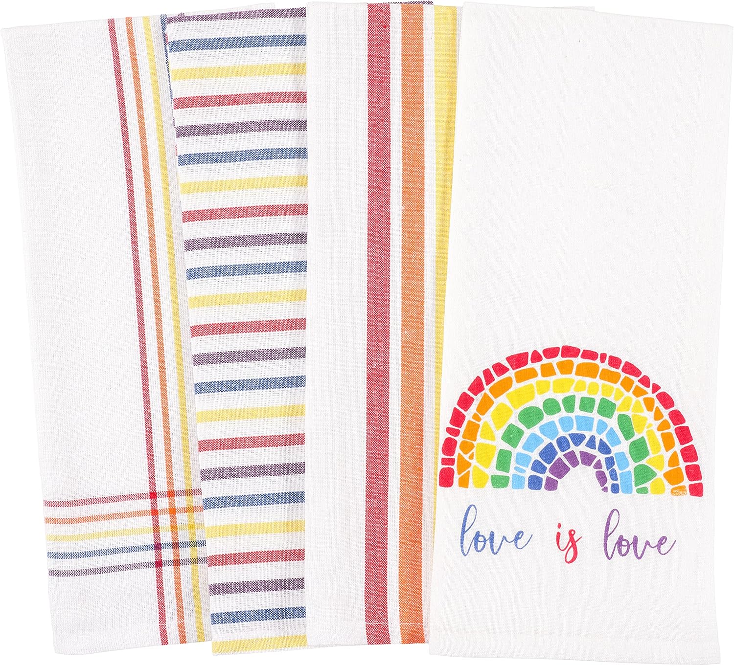 Pride Rainbow Love is Love Set of 4 Kitchen Dish Towels 18x28
