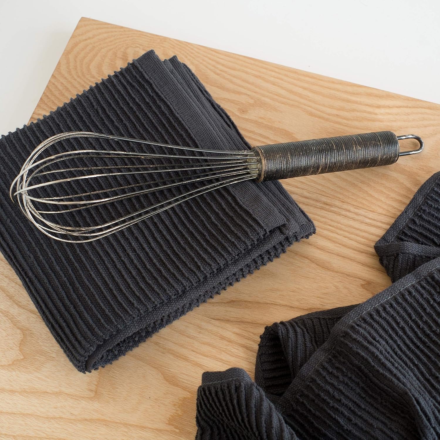 Ripple Kitchen Towel Set 2 Piece Black