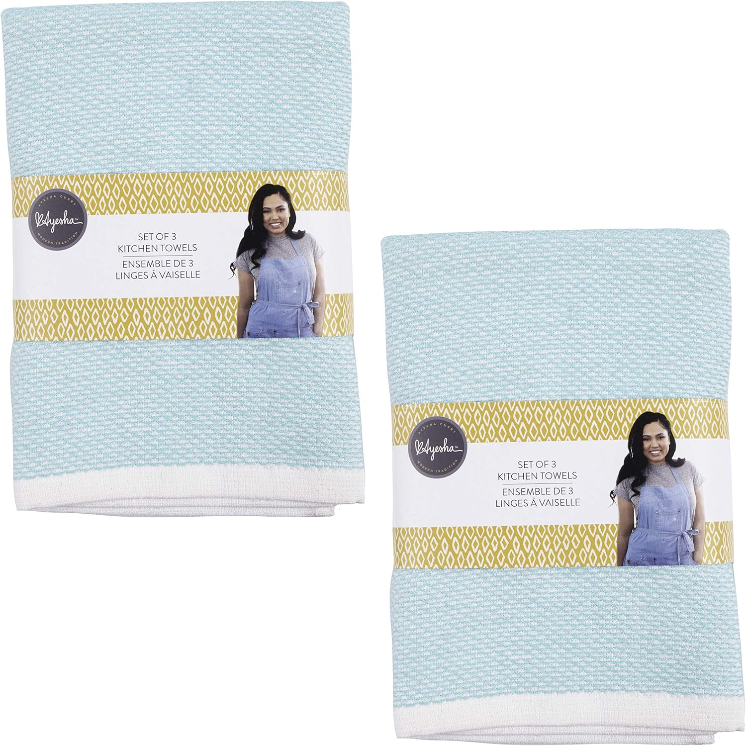 Ayesha Curry Mixed Utility Kitchen Towel Set Set of 6 Aqua