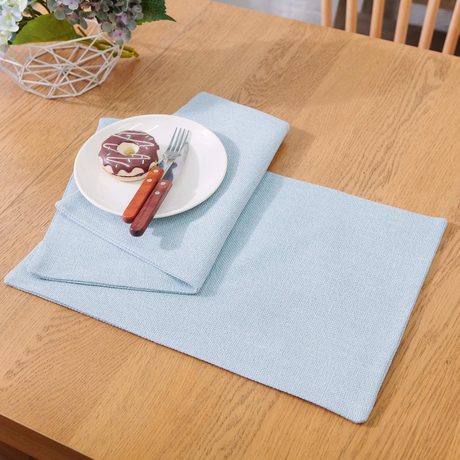 Elegant Heat-Resistant Placemats Set of 4 Soft Faux Linen