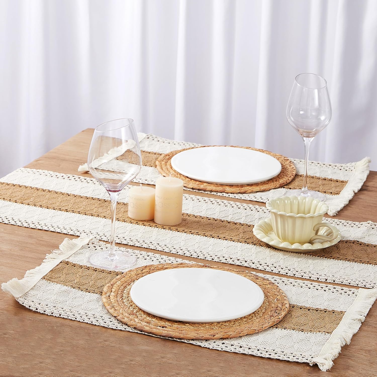 Handmade Boho Placemats Table Runner Set for Kitchen