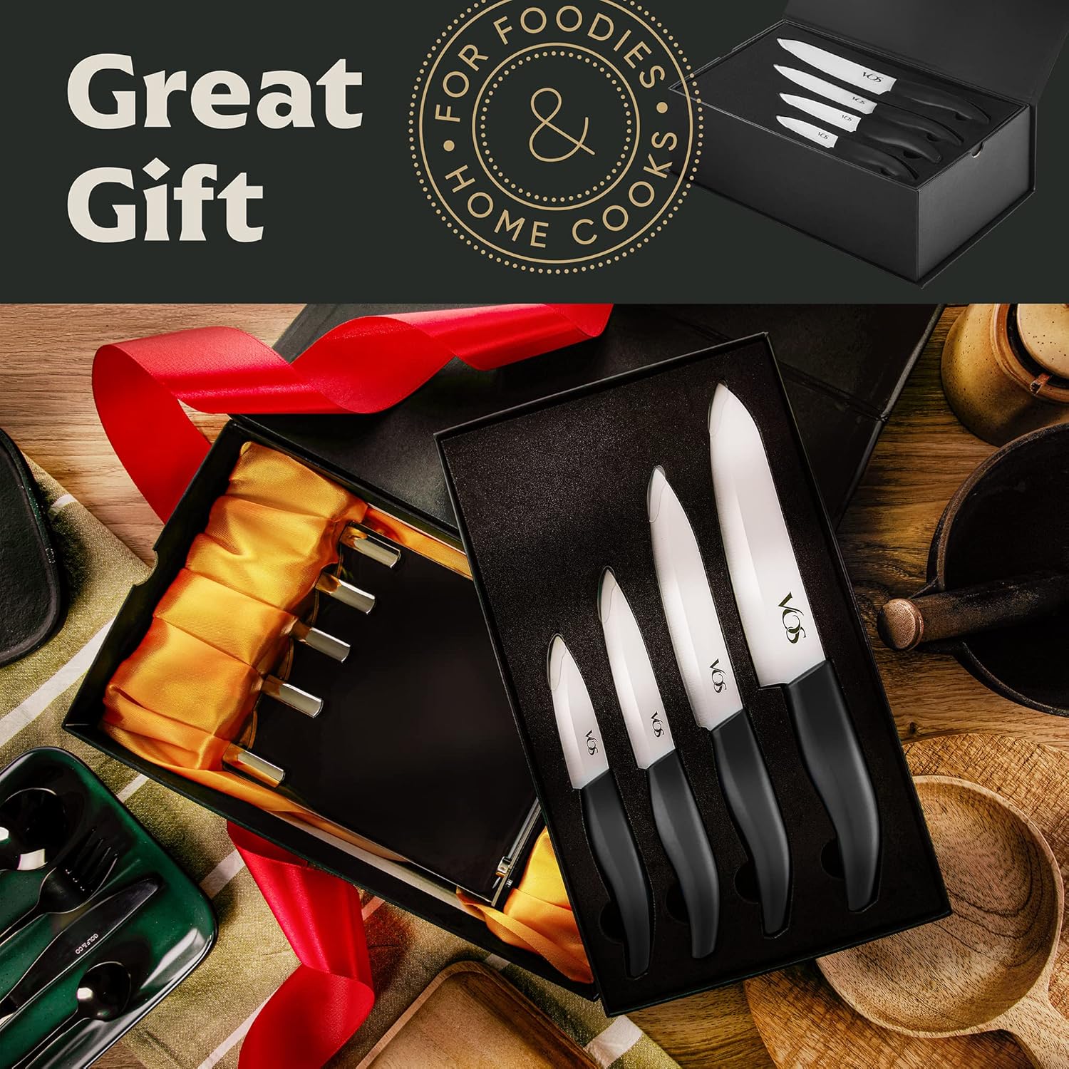 Vos 8-Inch Serrated Bread Knife with Protective Sheath Elegant Design