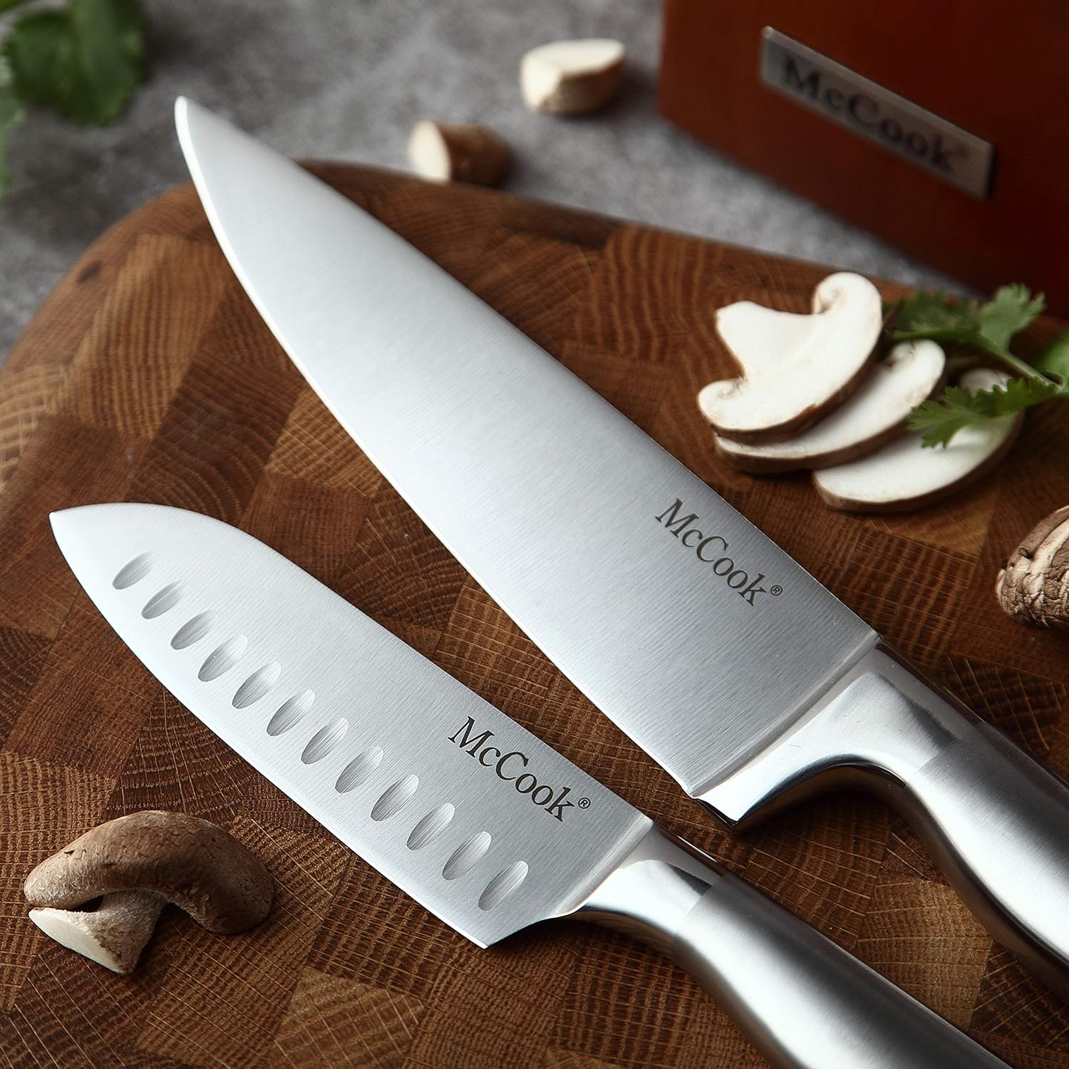 McCook premium German stainless steel knife set with built-in sharpener