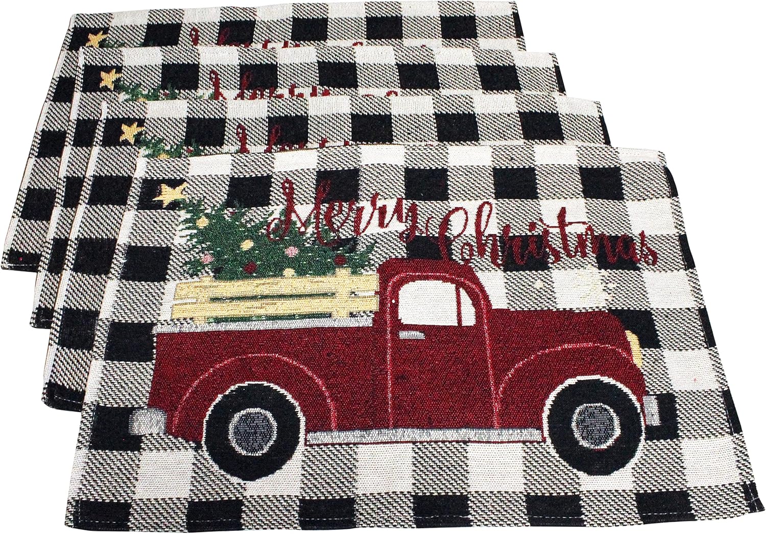 8-Piece Christmas Buffaloe Plaid Placemats Kitchen Decor Set