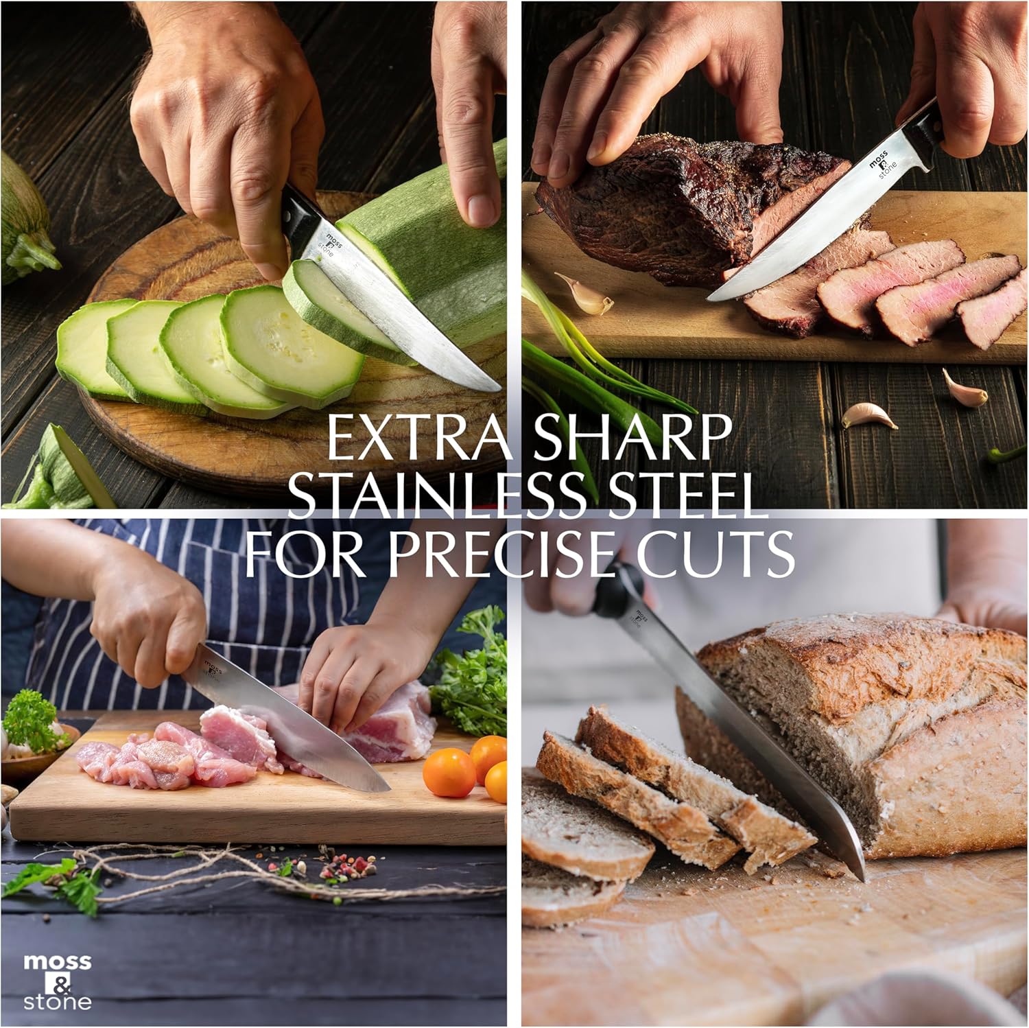 Moss Stone 14-Piece Kitchen Knife Block Set