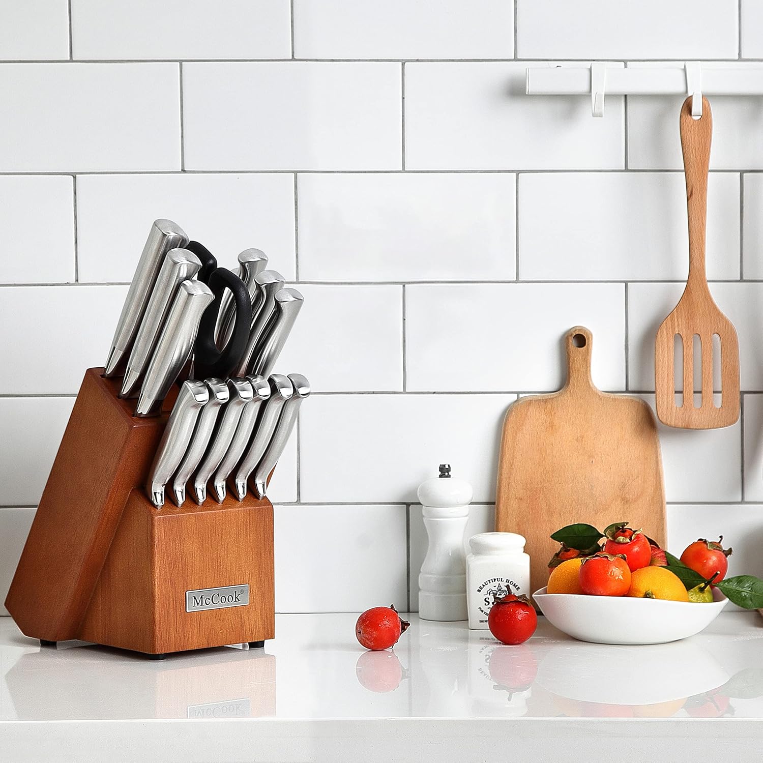 McCook premium German stainless steel knife set with built-in sharpener